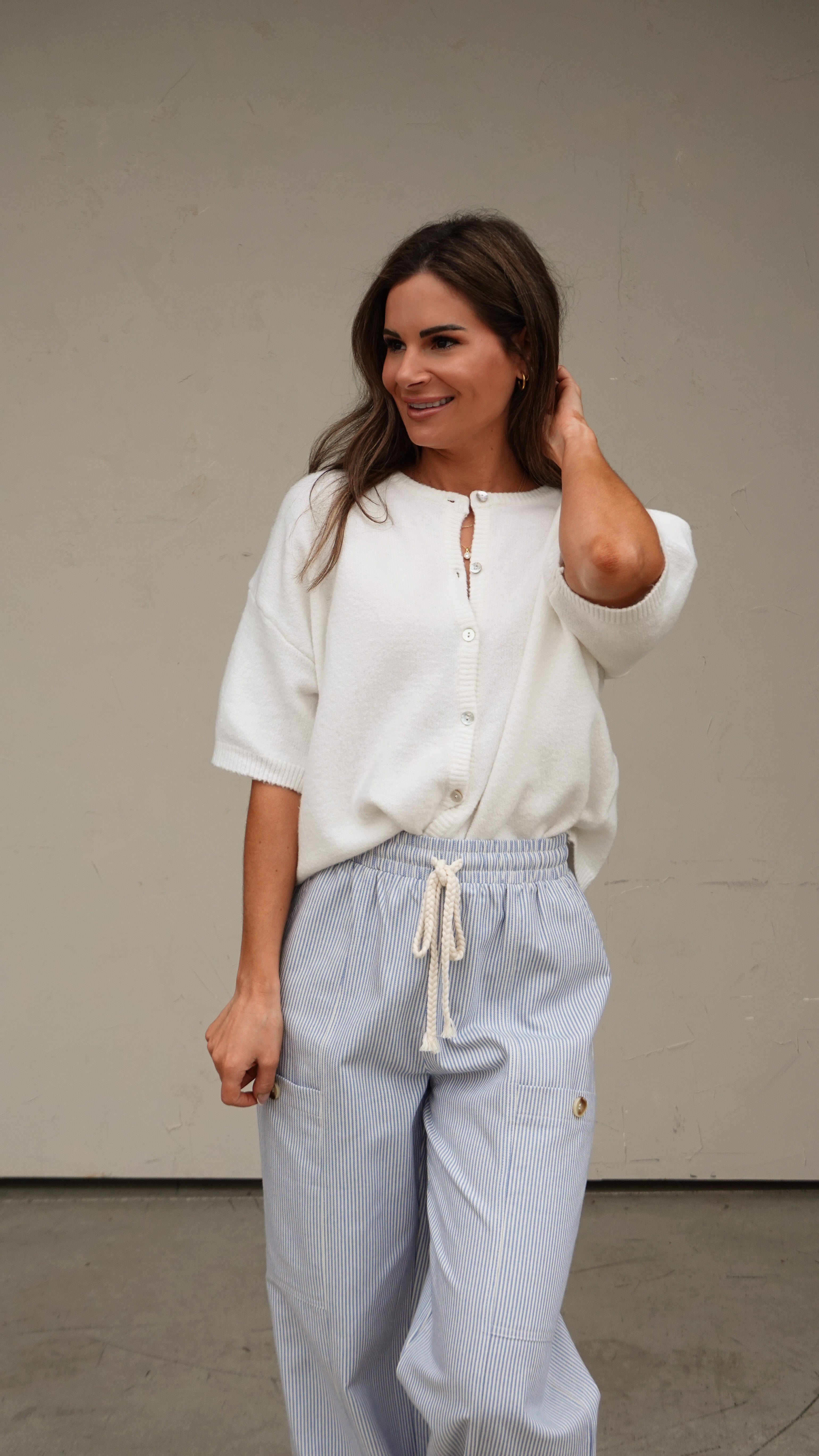 Blue Striped Jogger-Style Pant | Elegant Women's Fashion by coolavocek