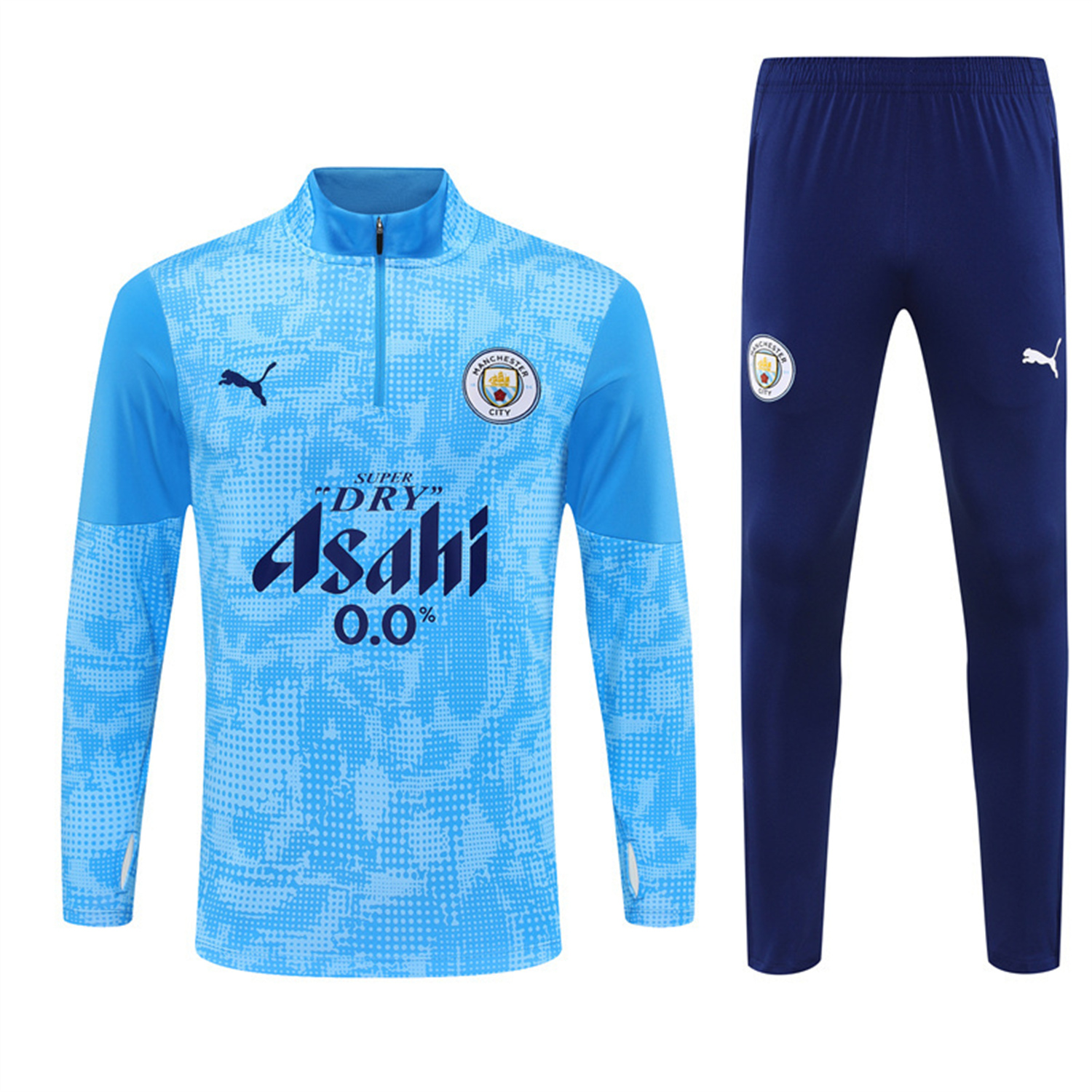 AlphaJersey-Manchester City 25-26 Long Sleeve Training Set -Light Blue Top & Deep Blue Pants