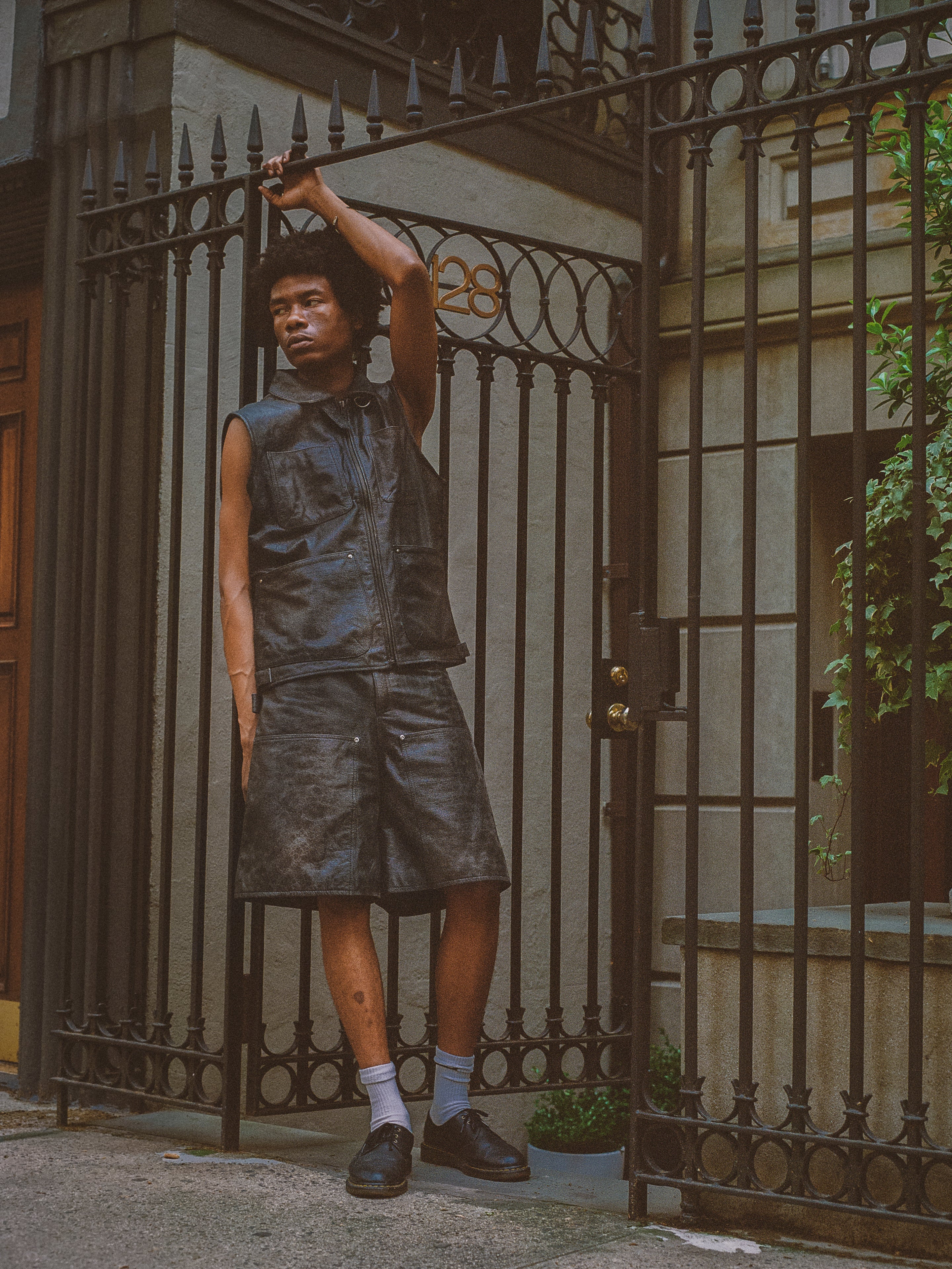 Distressed Genuine Leather Carpenter Shorts | Modern Menswear by yycbvcnbmmnbm