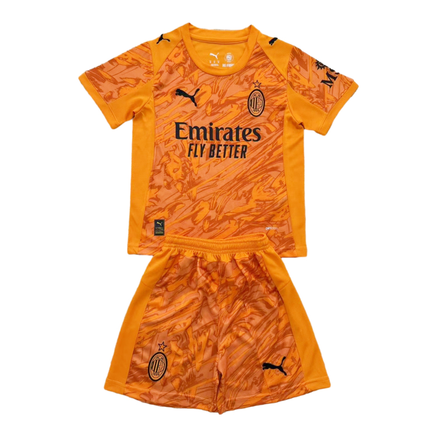 AlphaJersey-AC Milan 25-26 Orange Goalkeeper Men's Adult Jersey Set - Fans Version