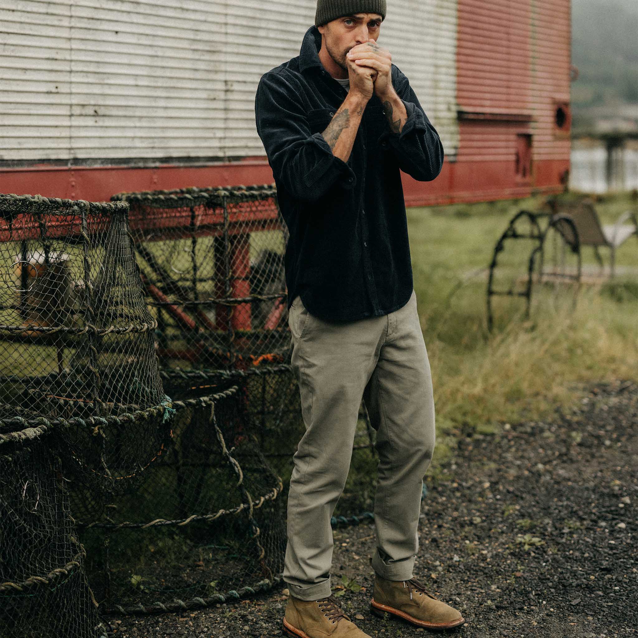 The Slim Foundation Pant in Organic Smoked Olive | Modern Menswear by yycbvcnbmmnbm