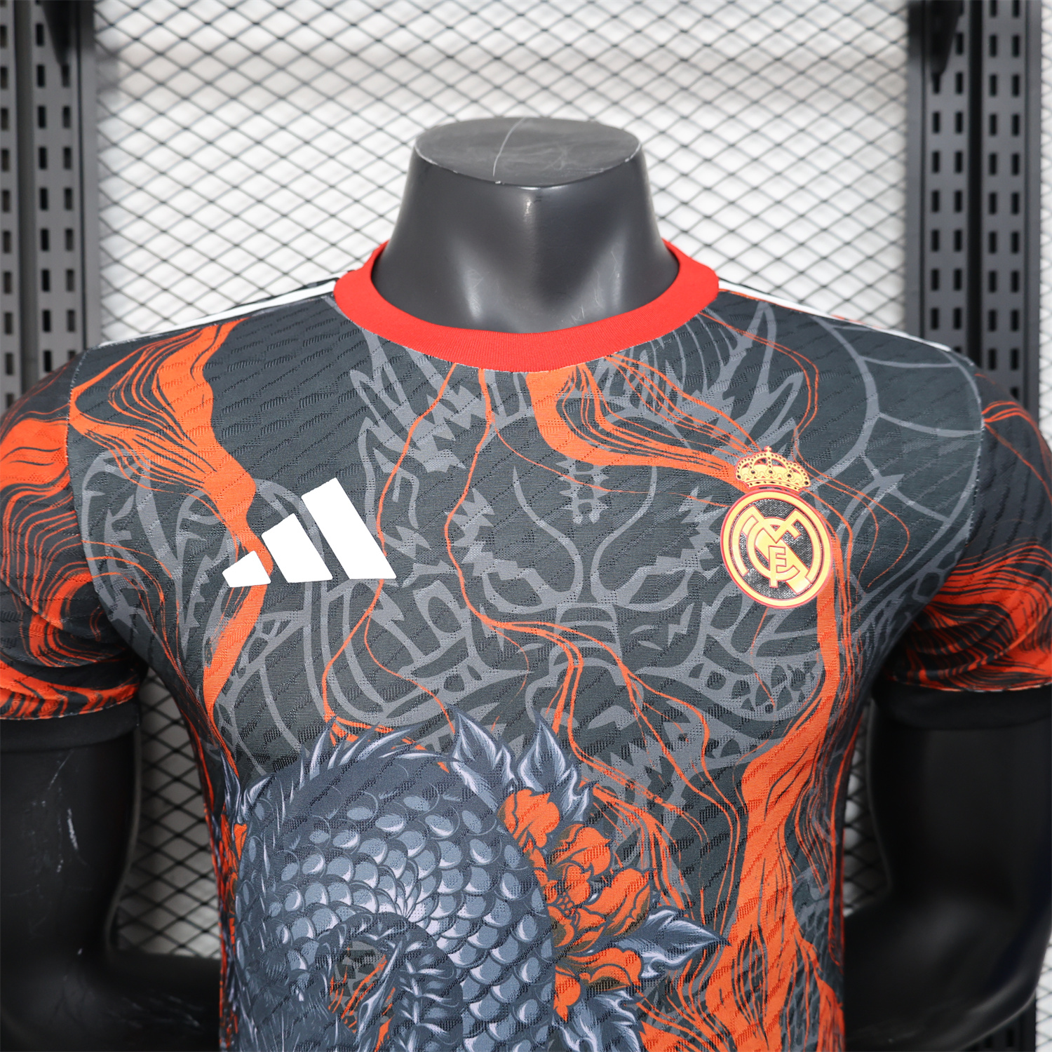 AlphaJersey-Real Madrid 25-26 Grey Chinese Loong and Red Fire Black Jersey - Player Version