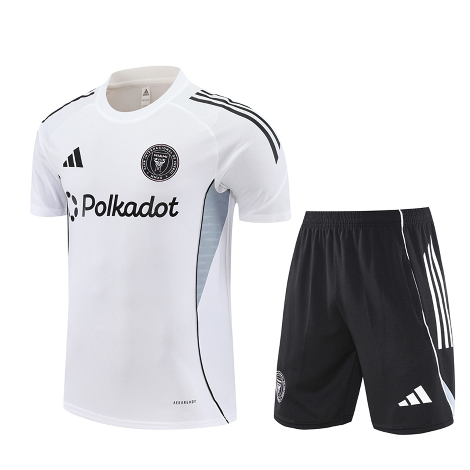AlphaJersey-INT M.A.M 25-26 Short-Sleeve Training Set - White Top and Black Shorts