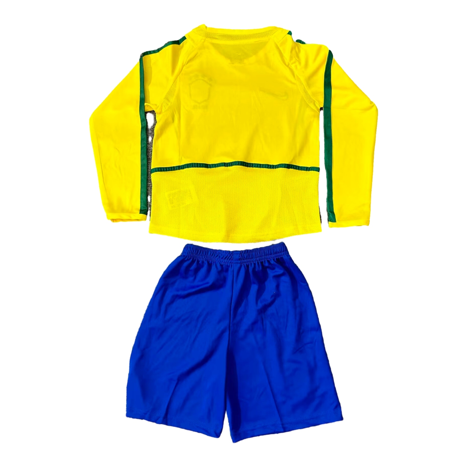 AlphaJersey-Retro Brazil 2002 Home Long Sleeves Kids Kit