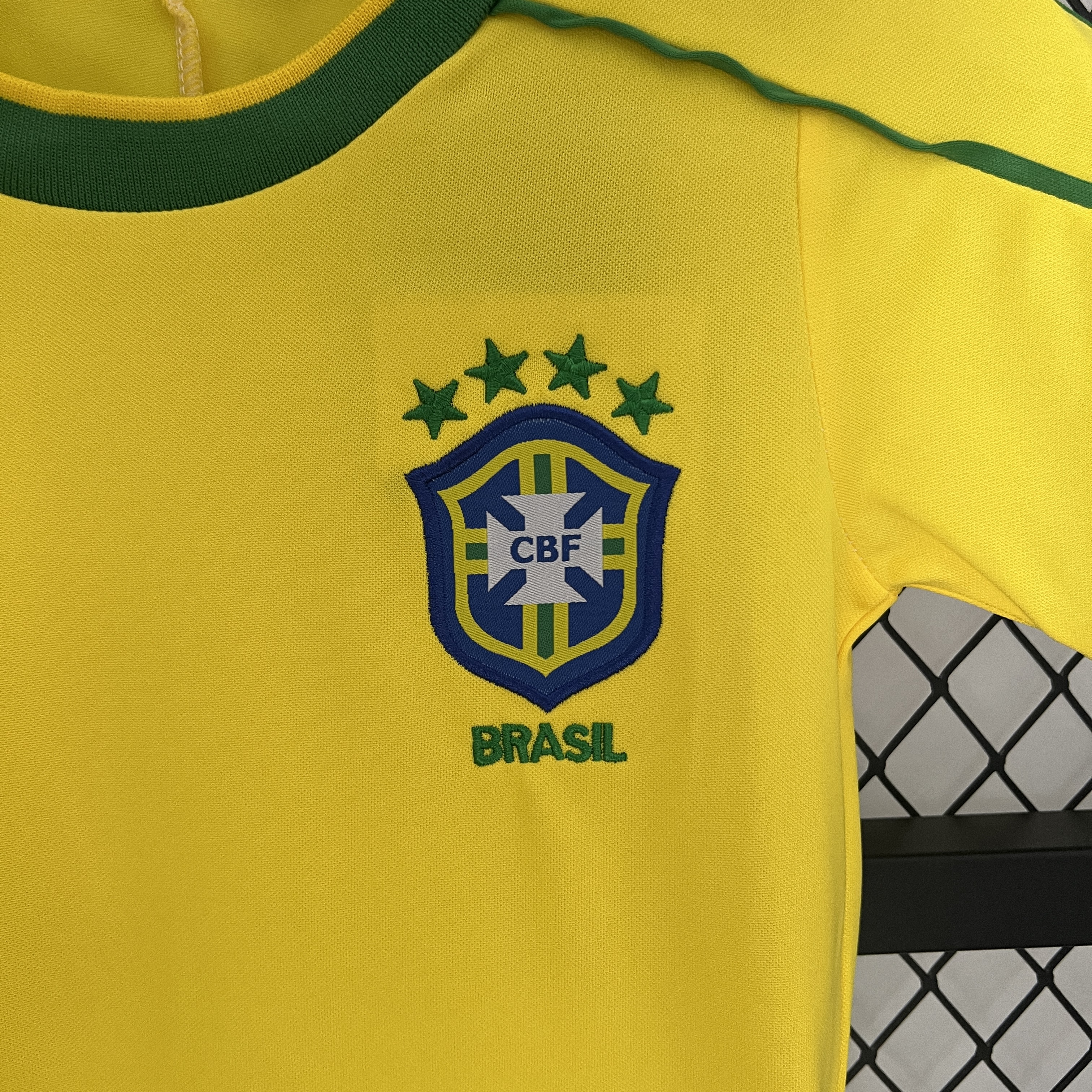 AlphaJersey-Retro Brazil 1998 Home Stadium Kids Kit