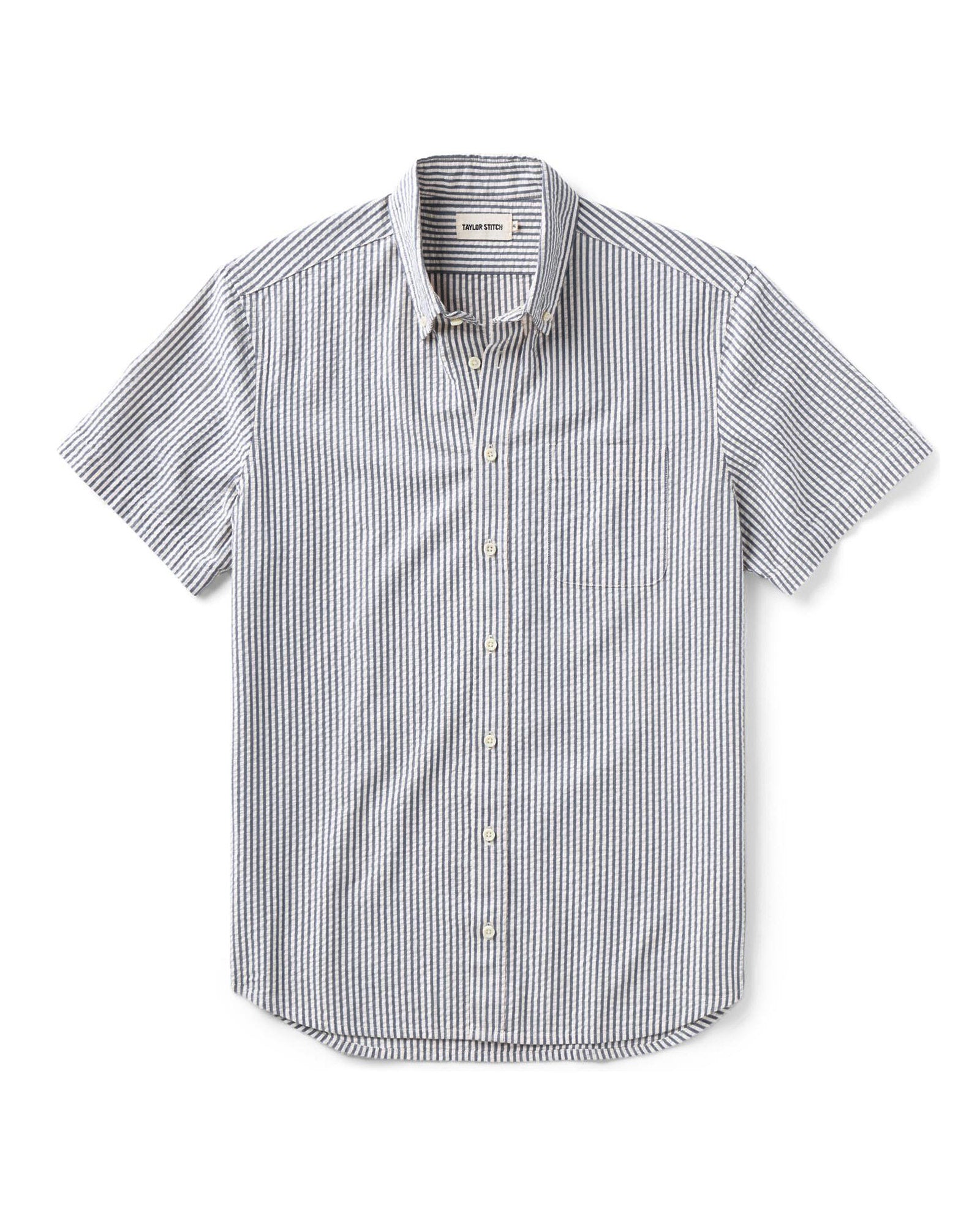 The Short Sleeve Jack in Steel Blue Stripe Seersucker | Modern Menswear by yycbvcnbmmnbm