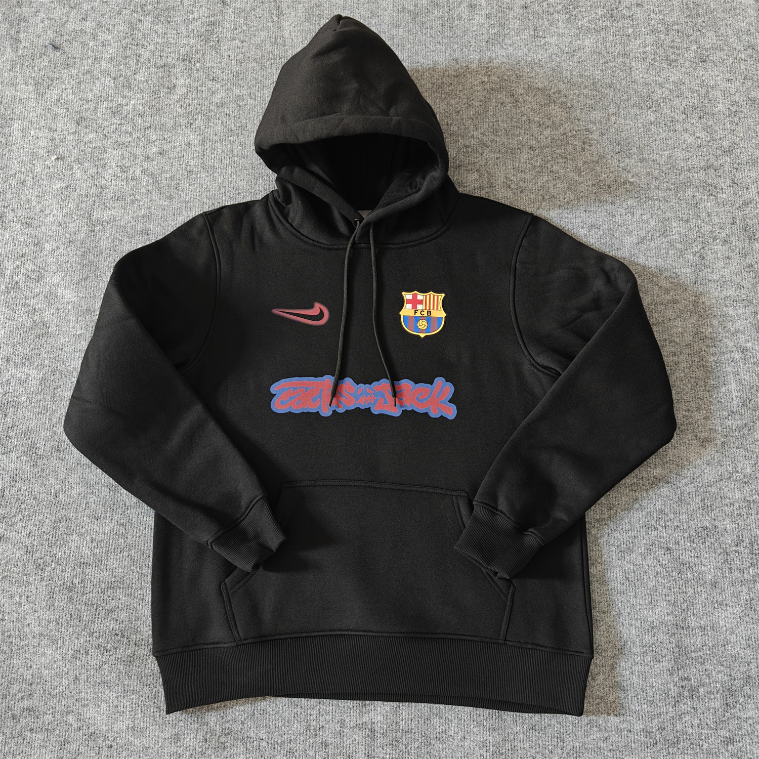 AJ-AlphaJersey-Barcelona x Travis Scott Team Logo On Both Sides Unisex Pullover Hoodie