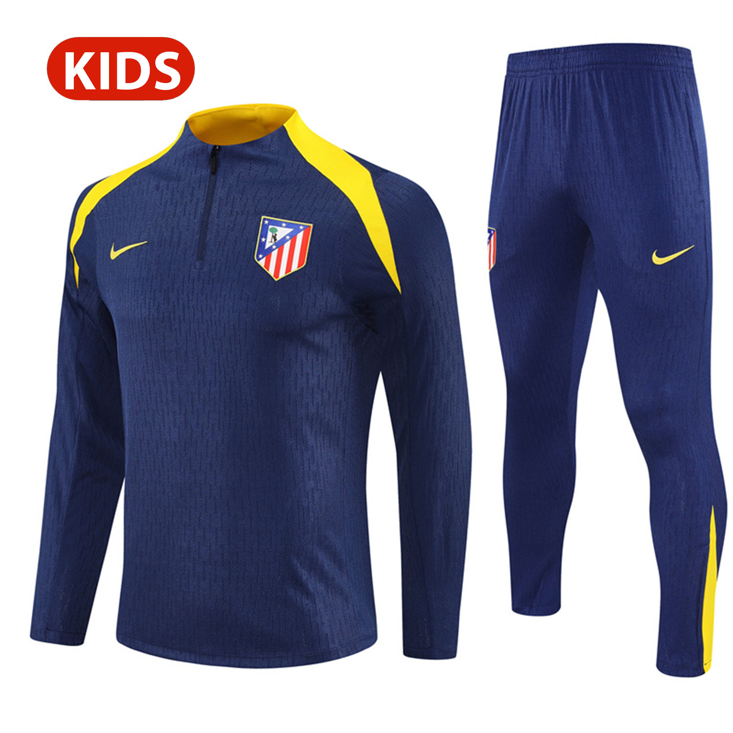 AlphaJersey-Atletico Madrid 25-26 Kid Long Sleeves Training Set - Royal Blue Top & Royal Blue Pants