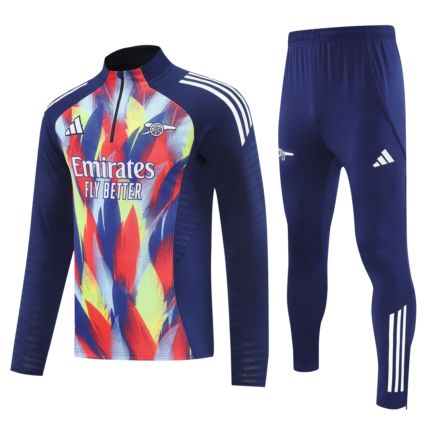 AlphaJersey-Arsenal 25-26 Long Sleeves Training Set - Colorful Camouflage With Blue Top & Royal Blue Pants