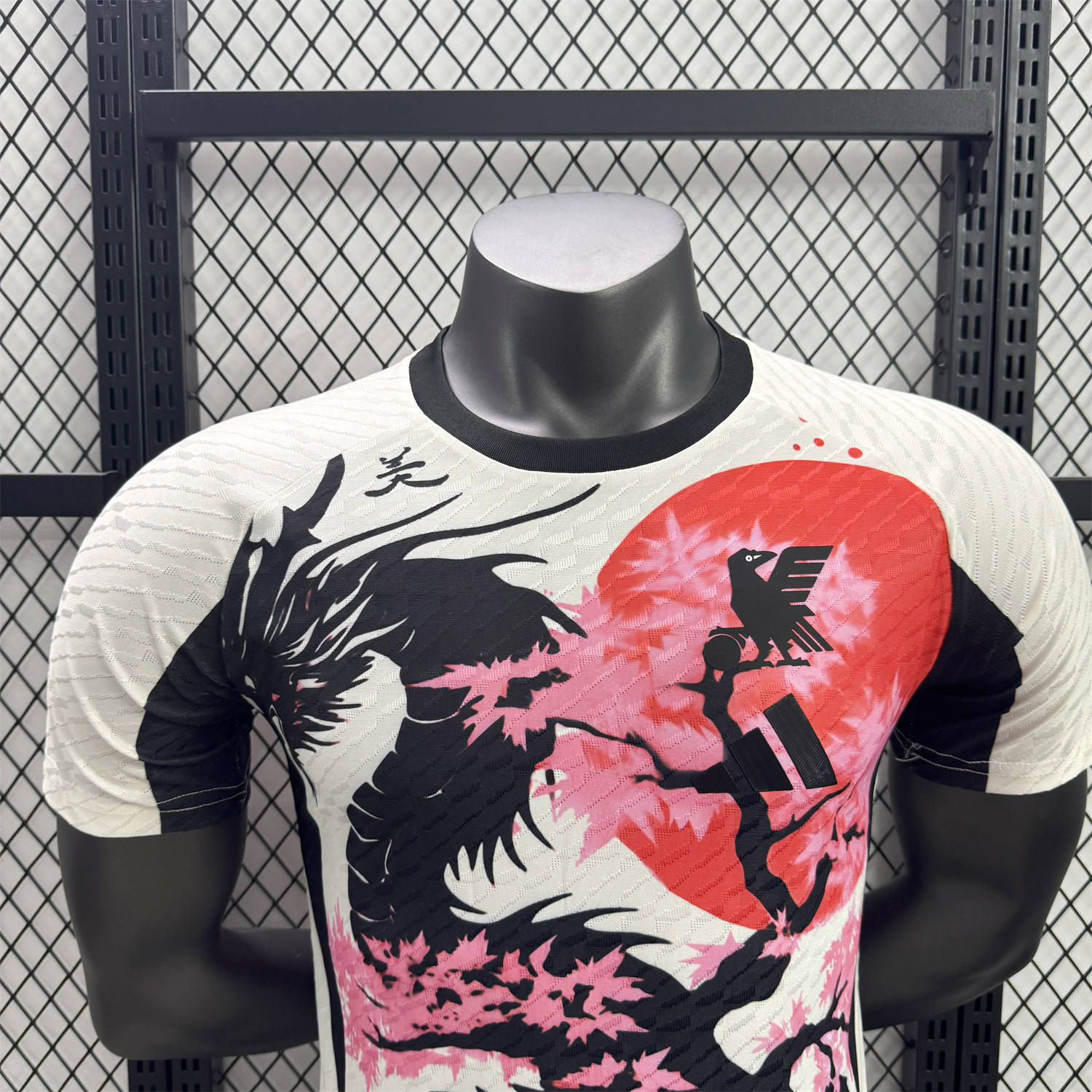 AlphaJersey-Japan 25-26 Black Dragon Cherry Blossom Tree White Special Jersey - Player Version
