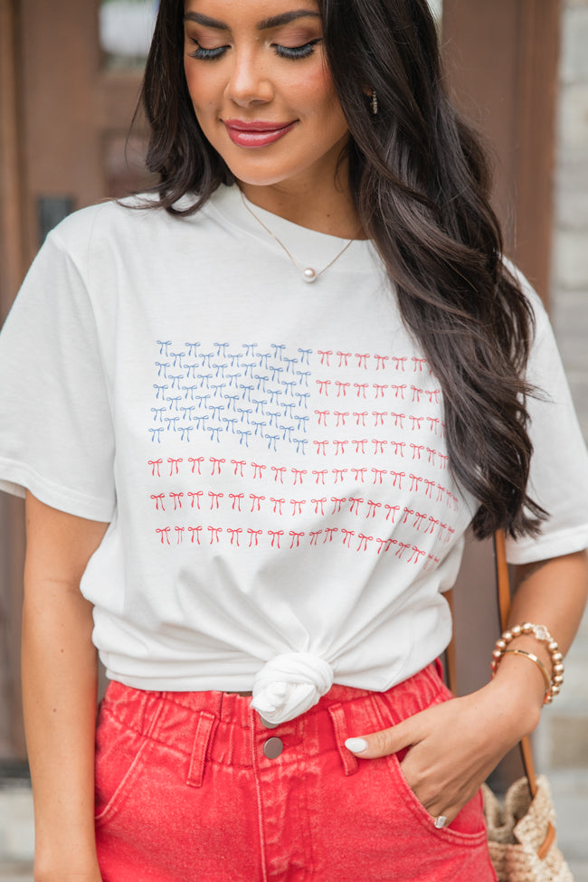Bow Flag White Comfort Colors Graphic Tee | Elegant Women's Fashion by coolavocek