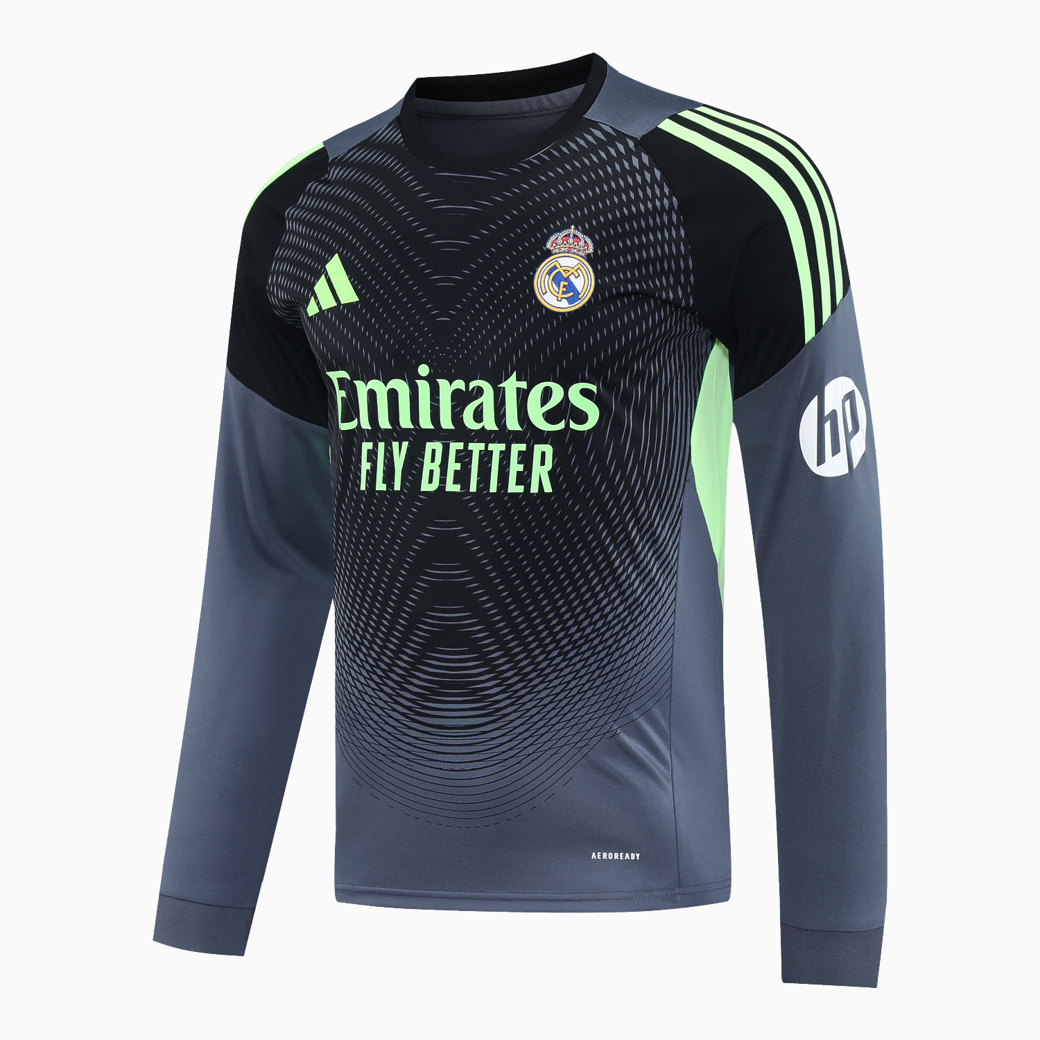 AlphaJersey-Real Madrid 25-26 Long-Sleeve Training Set - Deep Gray Top & Gray Shorts