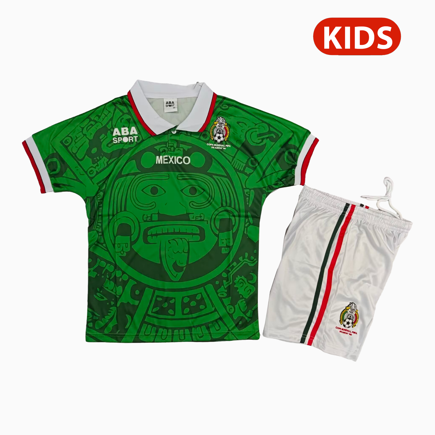 AlphaJersey-Retro Mexico 1998 Home Kids Kit