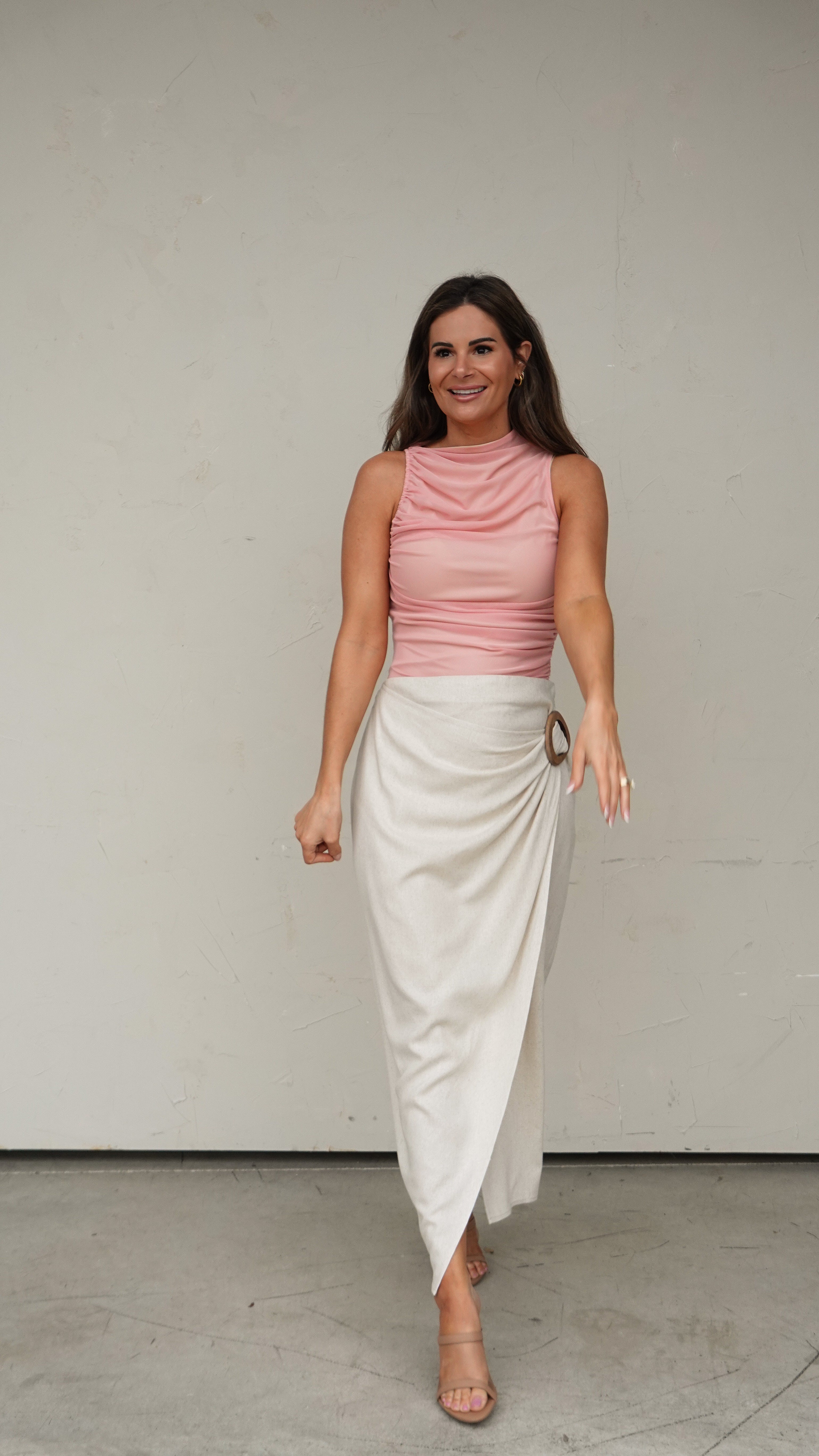 Oatmeal Wrap-Style Skirt | Elegant Women's Fashion by coolavocek