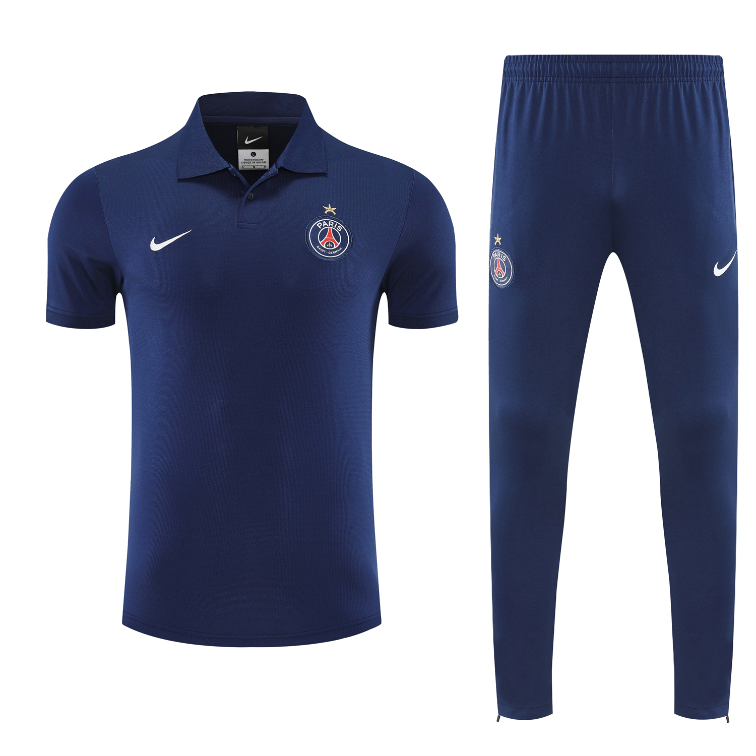 AlphaJersey-Paris Saint-Germain PSG 25-26 POLO Short-Sleeve Training Set - Dark Blue Top and Pants