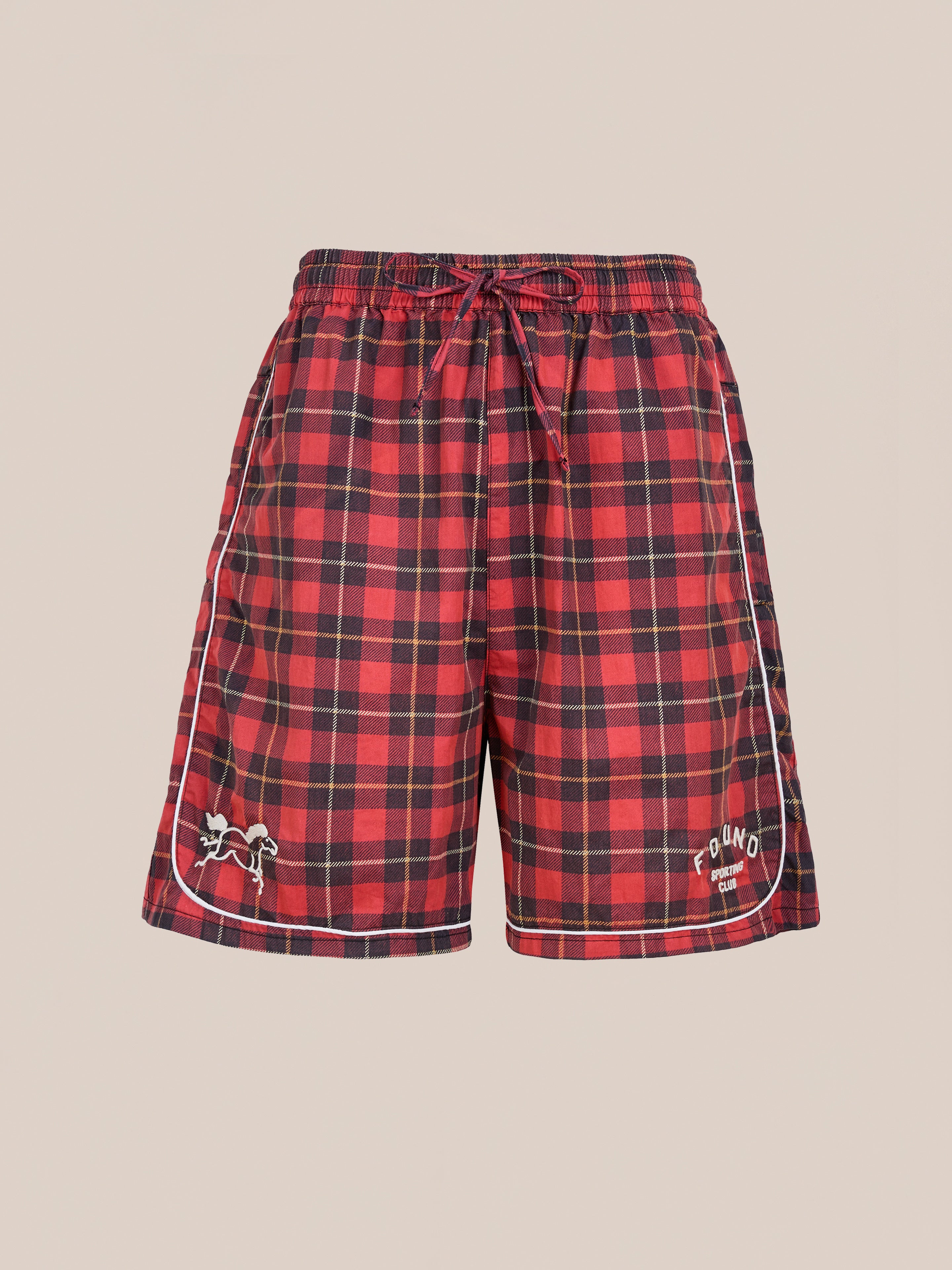 Red Plaid Track Shorts | Modern Menswear by yycbvcnbmmnbm