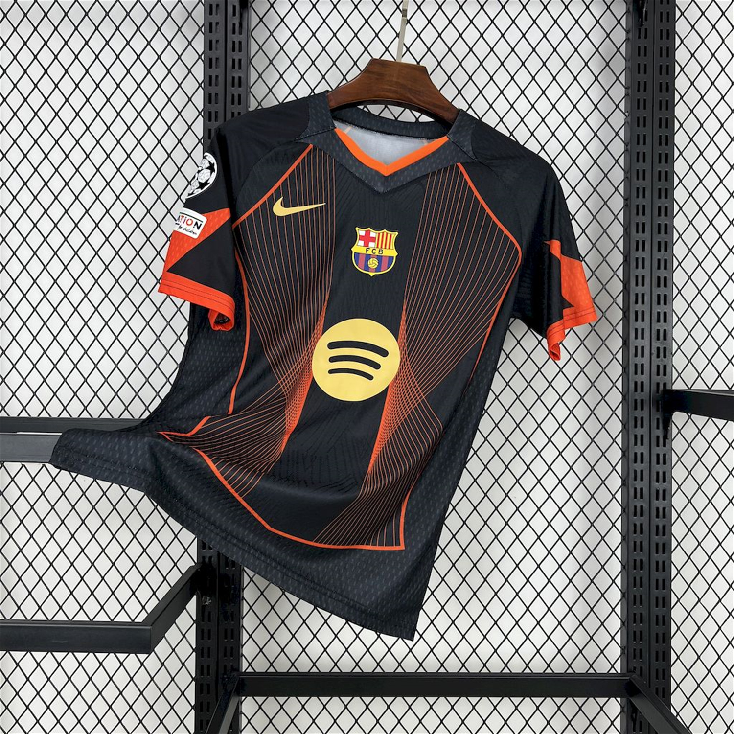 AlphaJersey-Barcelona 25-26 T90 Orange Lines Black Special Jersey - Fans Version