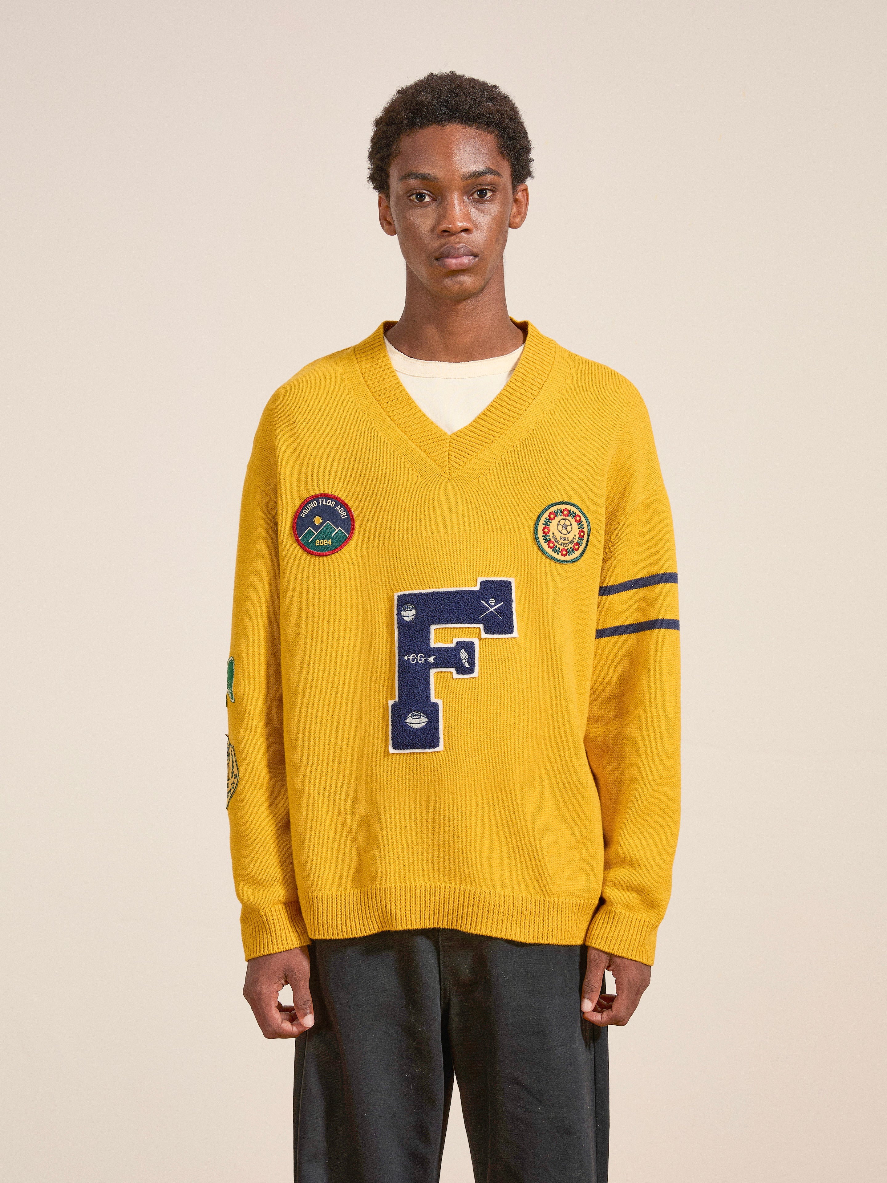 Arrow-Wood Varsity Knit Sweater | Modern Menswear by yycbvcnbmmnbm