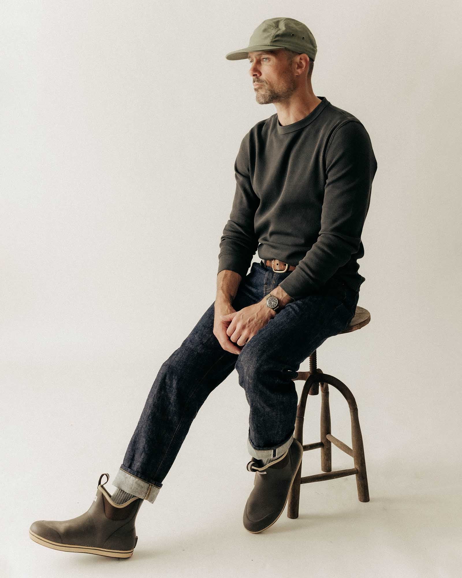 The Organic Cotton Crew in Faded Black Waffle | Modern Menswear by yycbvcnbmmnbm