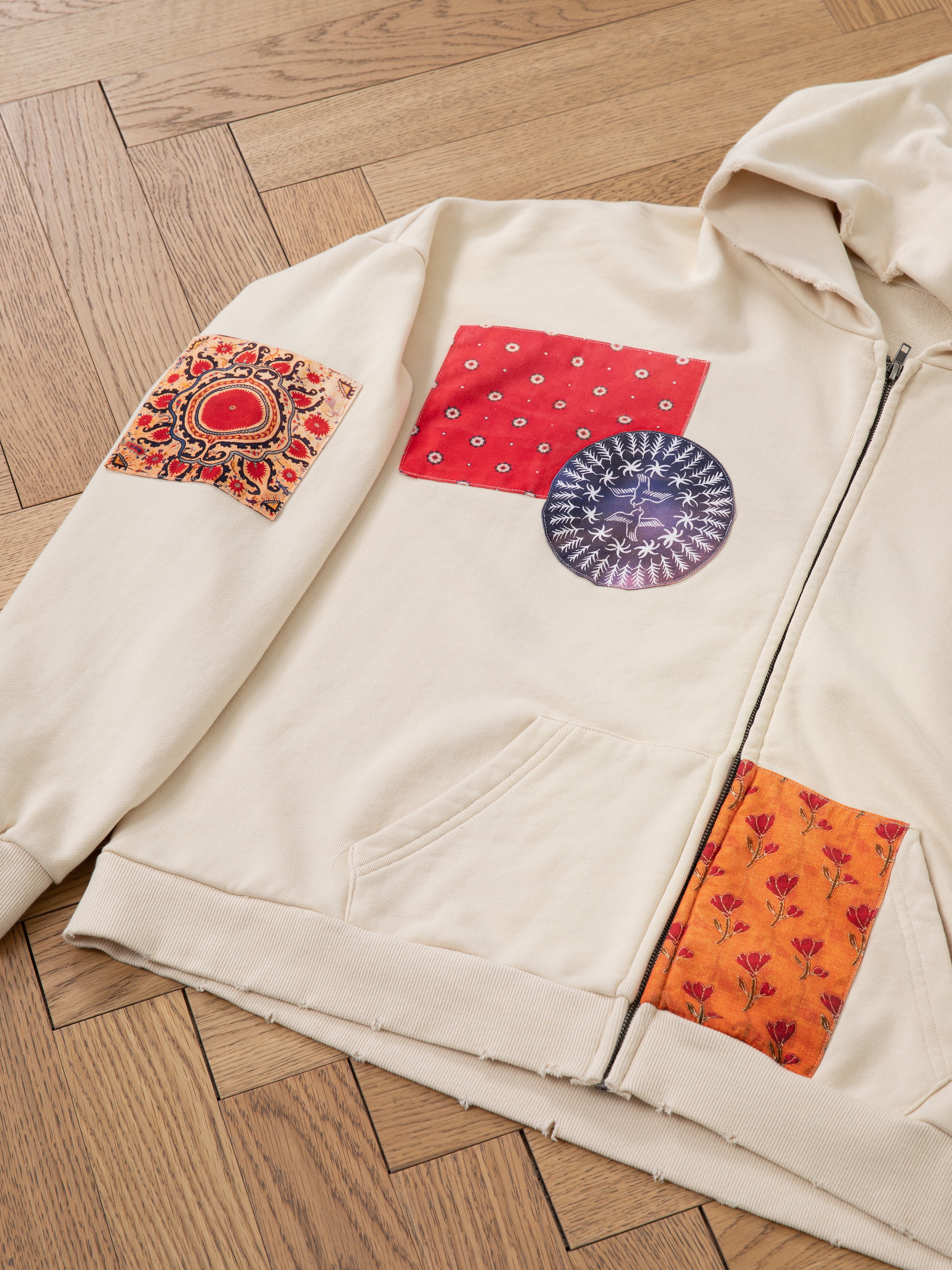 Tapestry Patchwork Zip Up Hoodie | Modern Menswear by yycbvcnbmmnbm