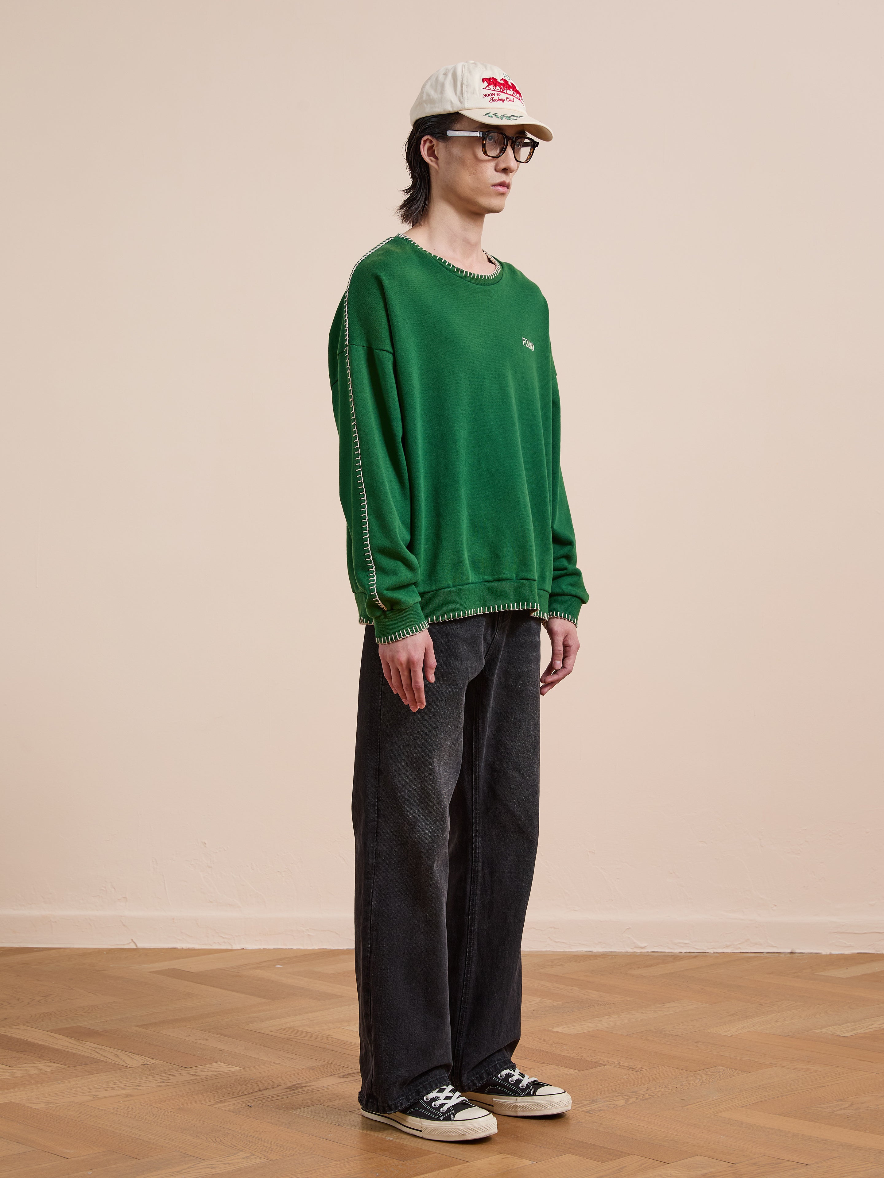 Stitched Border Distressed Crewneck | Modern Menswear by yycbvcnbmmnbm