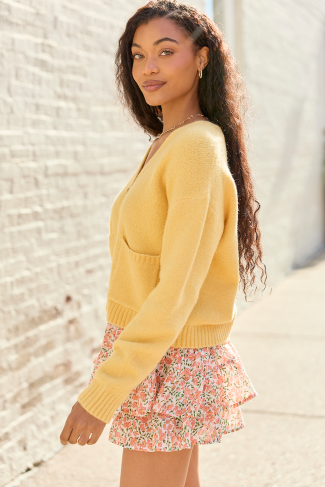 Kathryn Yellow Long Sleeve Cardigan SALE | Elegant Women's Fashion by coolavocek