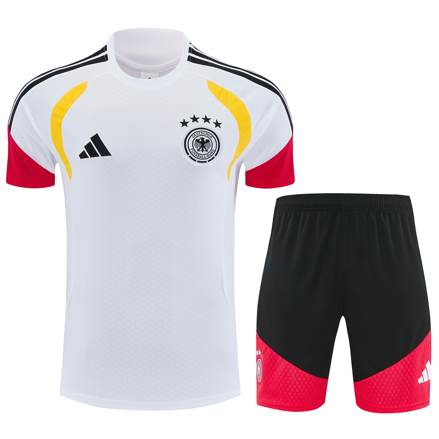 AlphaJersey-Germany 2026 Short-Sleeve Training Set - White Top and Black Shorts