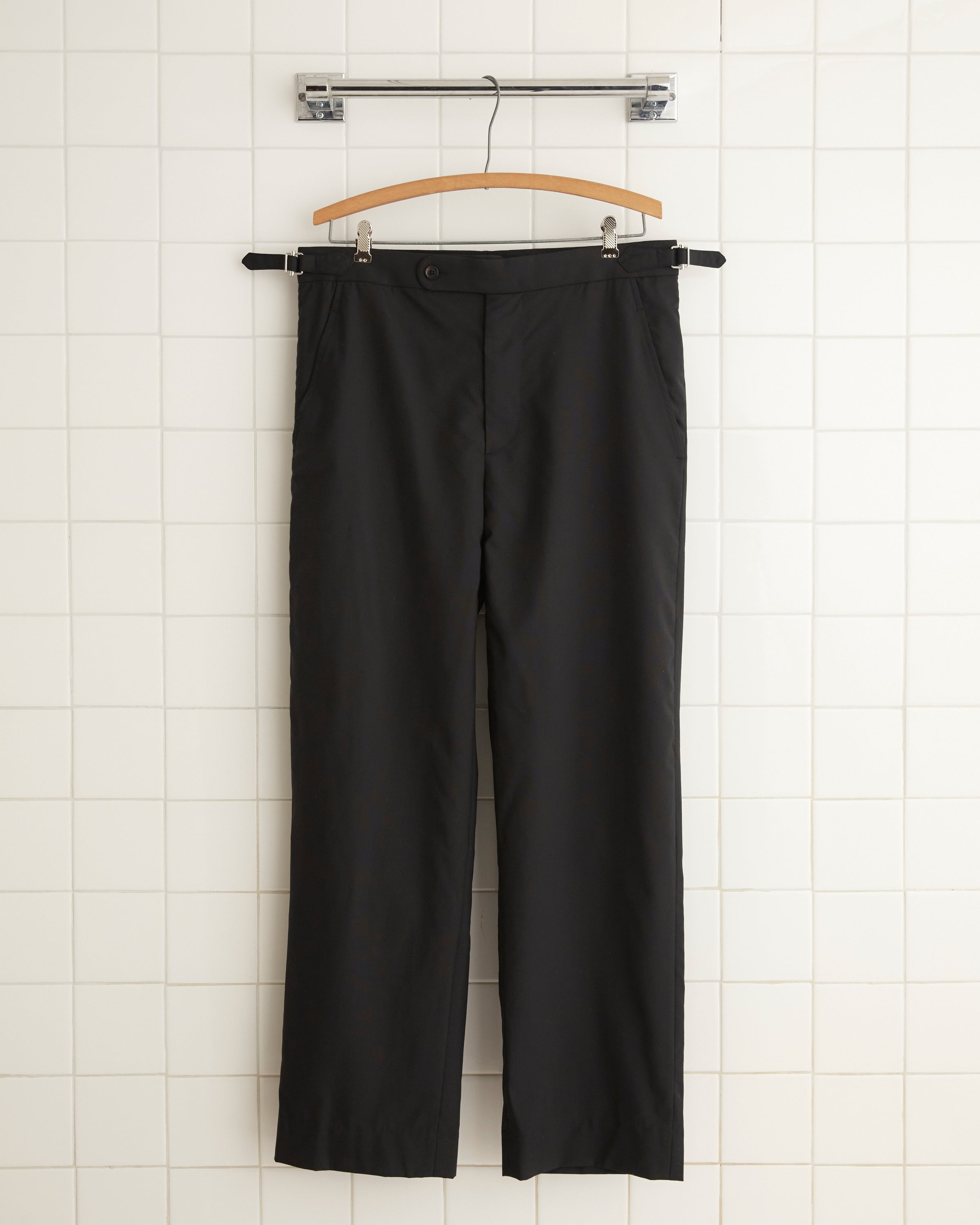 Tropical Wool Side-Buckle Trousers - Black | Modern Menswear by yycbvcnbmmnbm