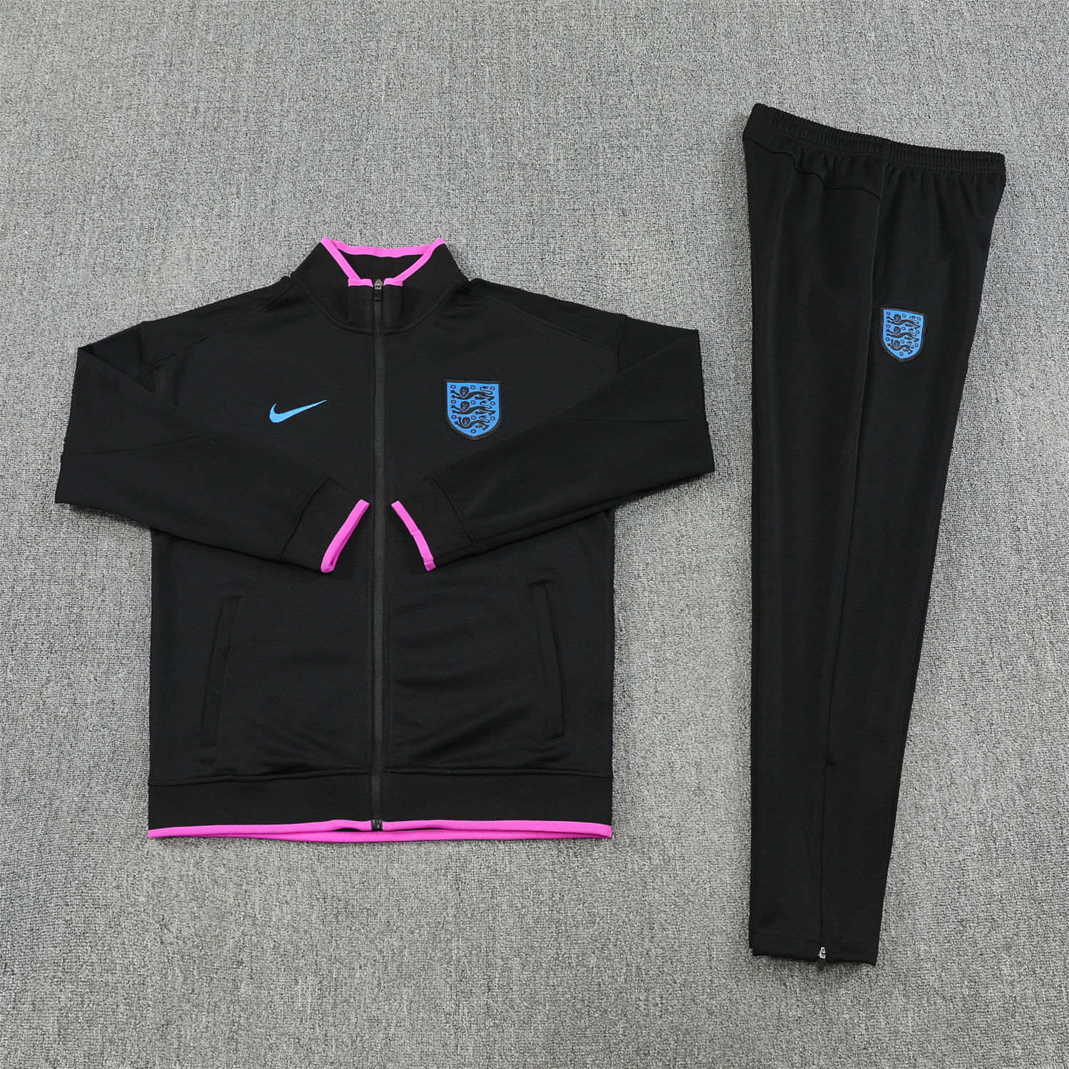 AlphaJersey-England 2026 Jacket Training Tracksuit - Black Top and Black Pants