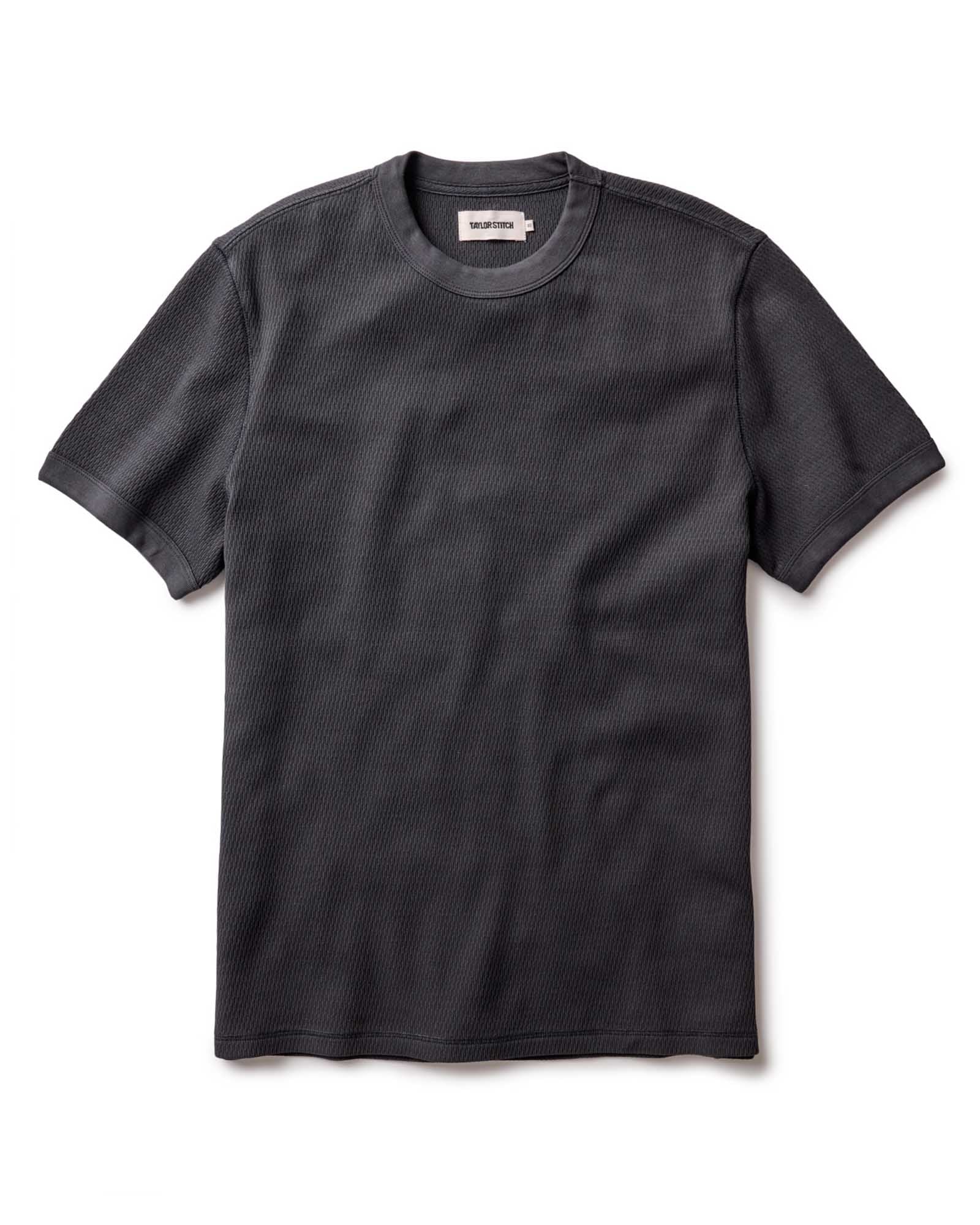 The Organic Cotton Short Sleeve Crew in Faded Black Waffle | Modern Menswear by yycbvcnbmmnbm