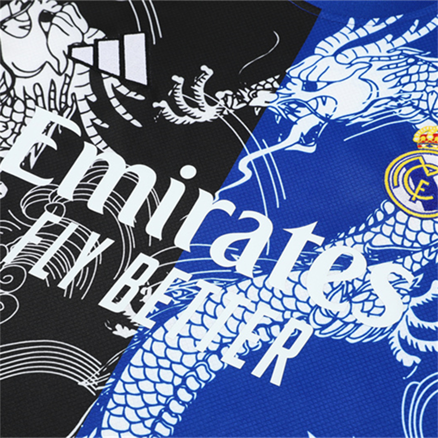 AlphaJersey-Real Madrid 25-26 Kid Short-Sleeve Training Set - Blue Black Dragon Top & Black Shorts