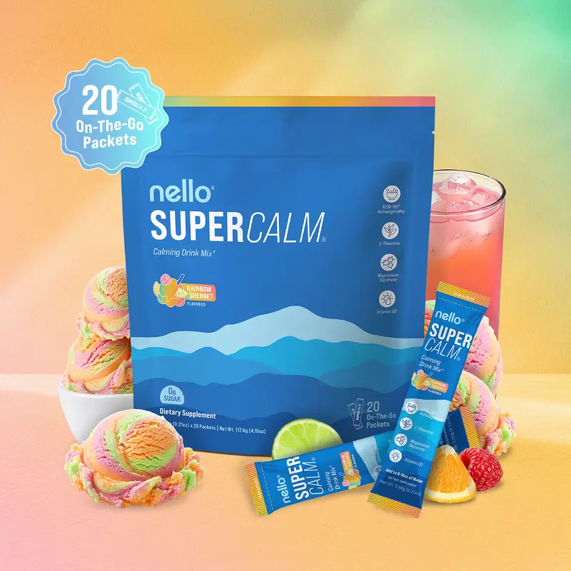 Nello Supercalm Calming Drink Mix with KSM-66 Ashwagandha Vitamin D3 Magnesium
