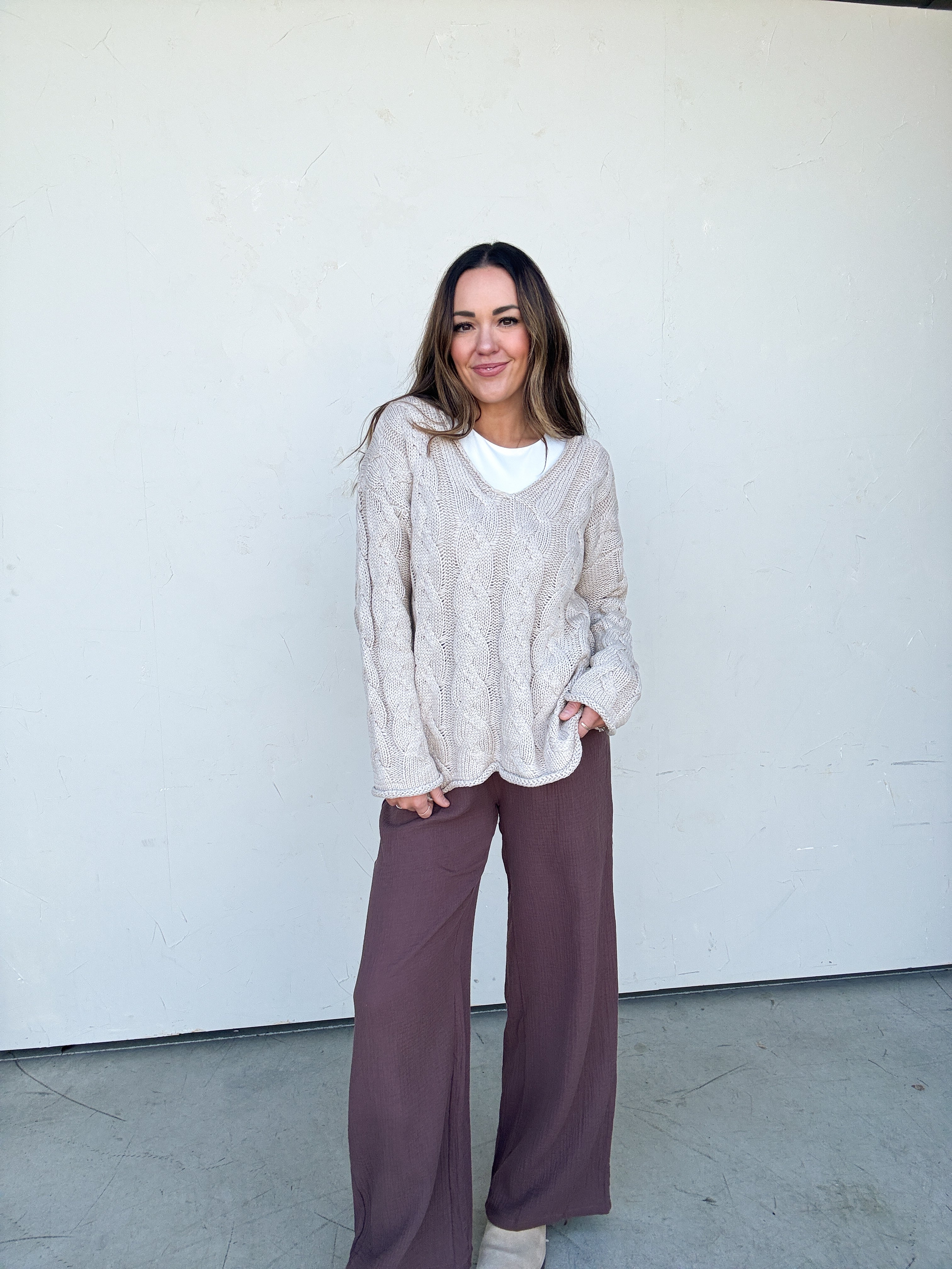 Brown Textured Shirt and Pant Set | Elegant Women's Fashion by coolavocek