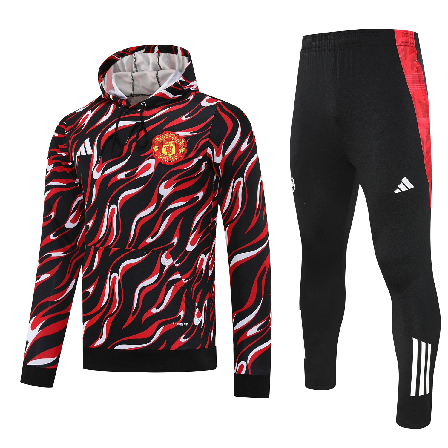 AlphaJersey-Manchester United 25-26 Traning Hoodie Set - Flowing Red Hoodie With Black Pants