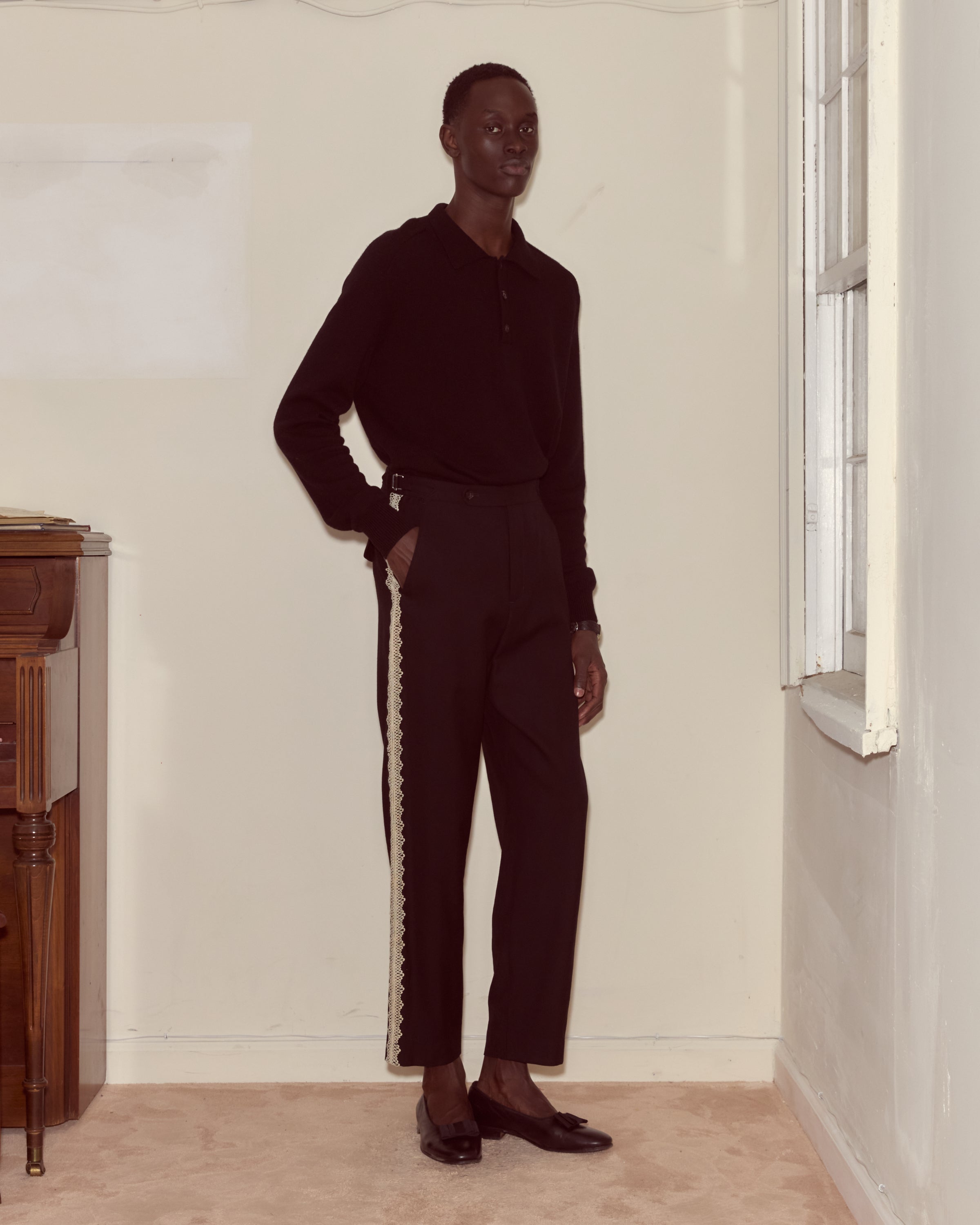 Lacework Side-Buckle Trousers | Modern Menswear by yycbvcnbmmnbm