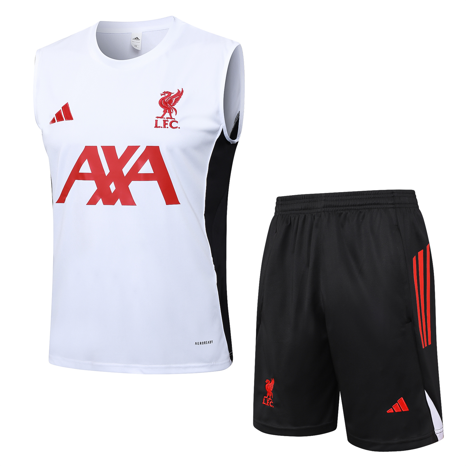AlphaJersey-Liver.pool 25-26 Vest Training Set - White Vest & Black Shorts
