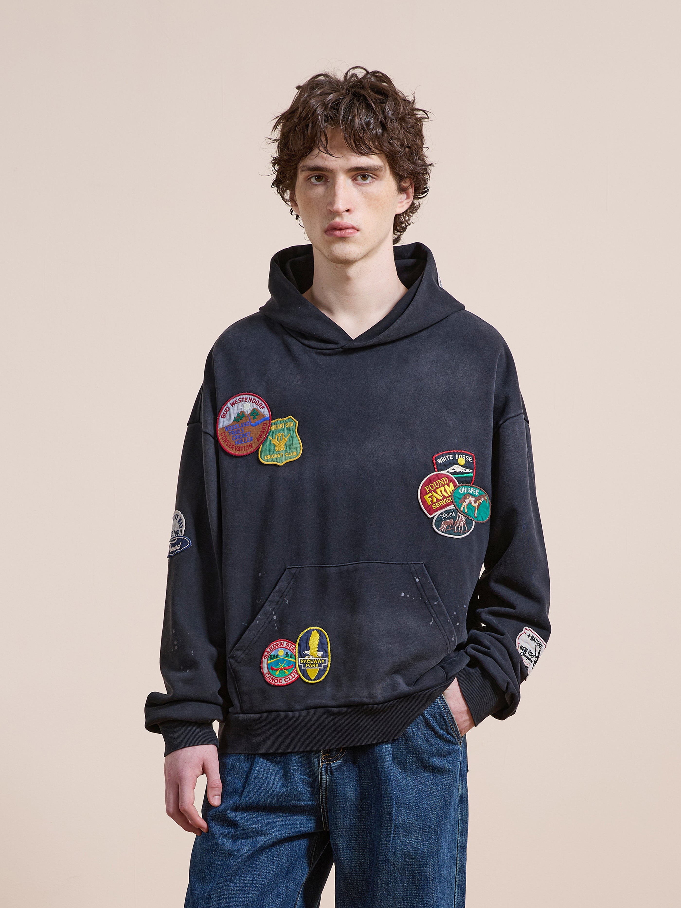 Distressed Patch Hoodie | Modern Menswear by yycbvcnbmmnbm