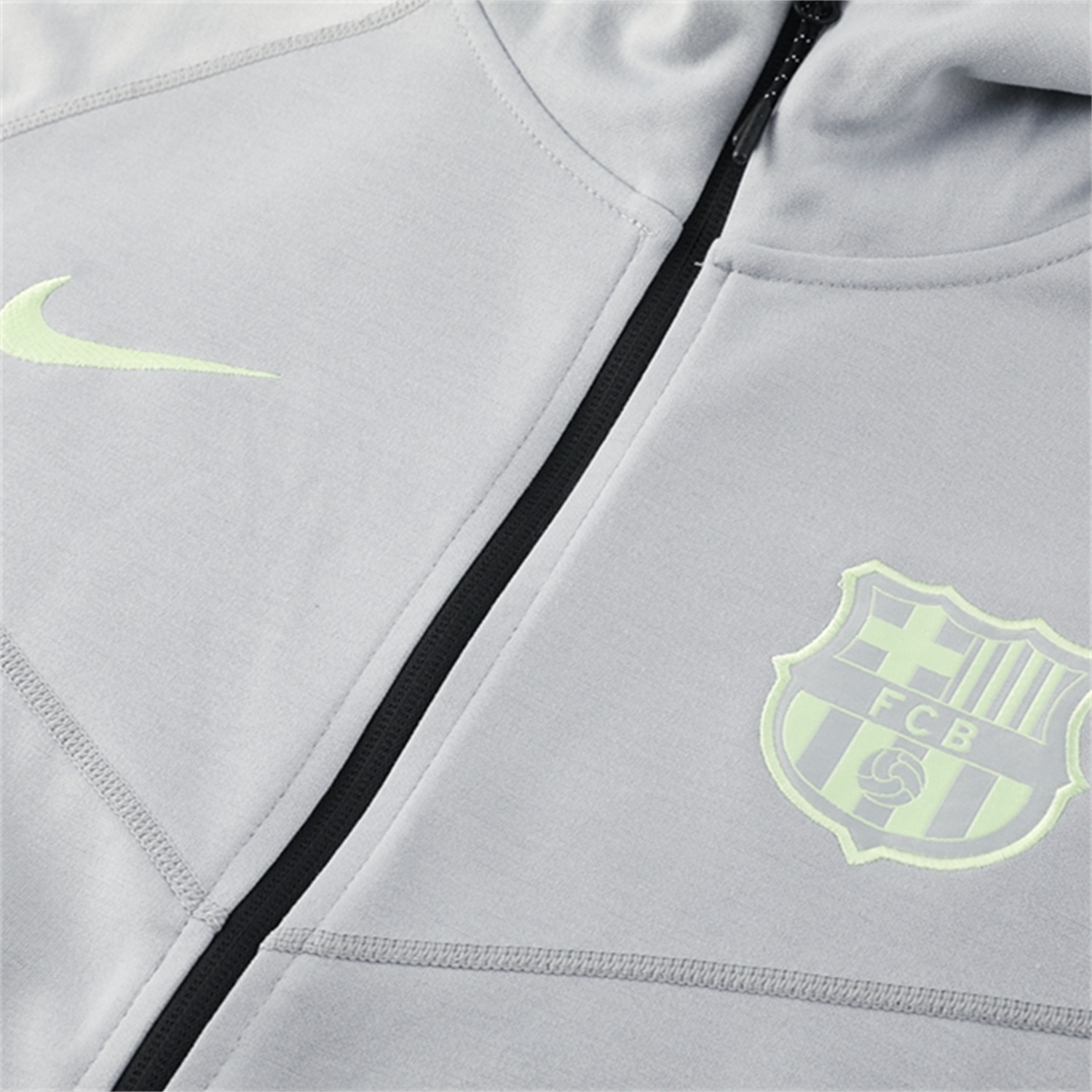 AlphaJersey-Barcelona 25-26 Hooded Jacket Training Tracksuit - Grey Jackets & Pants