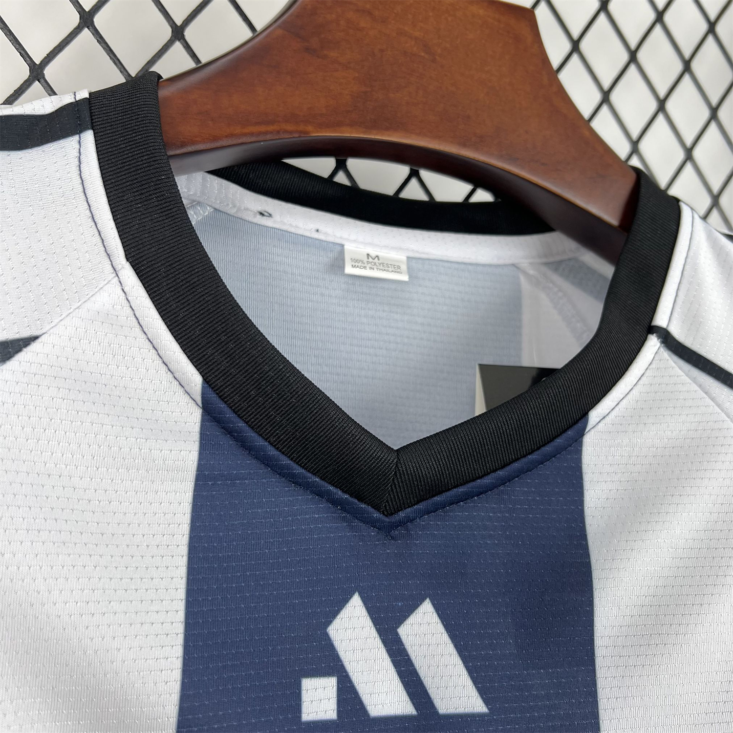 AlphaJersey-Unisex Deep Blue Striped 2026 World Cup Style V-Neck Soccer Jersey - Fans Version