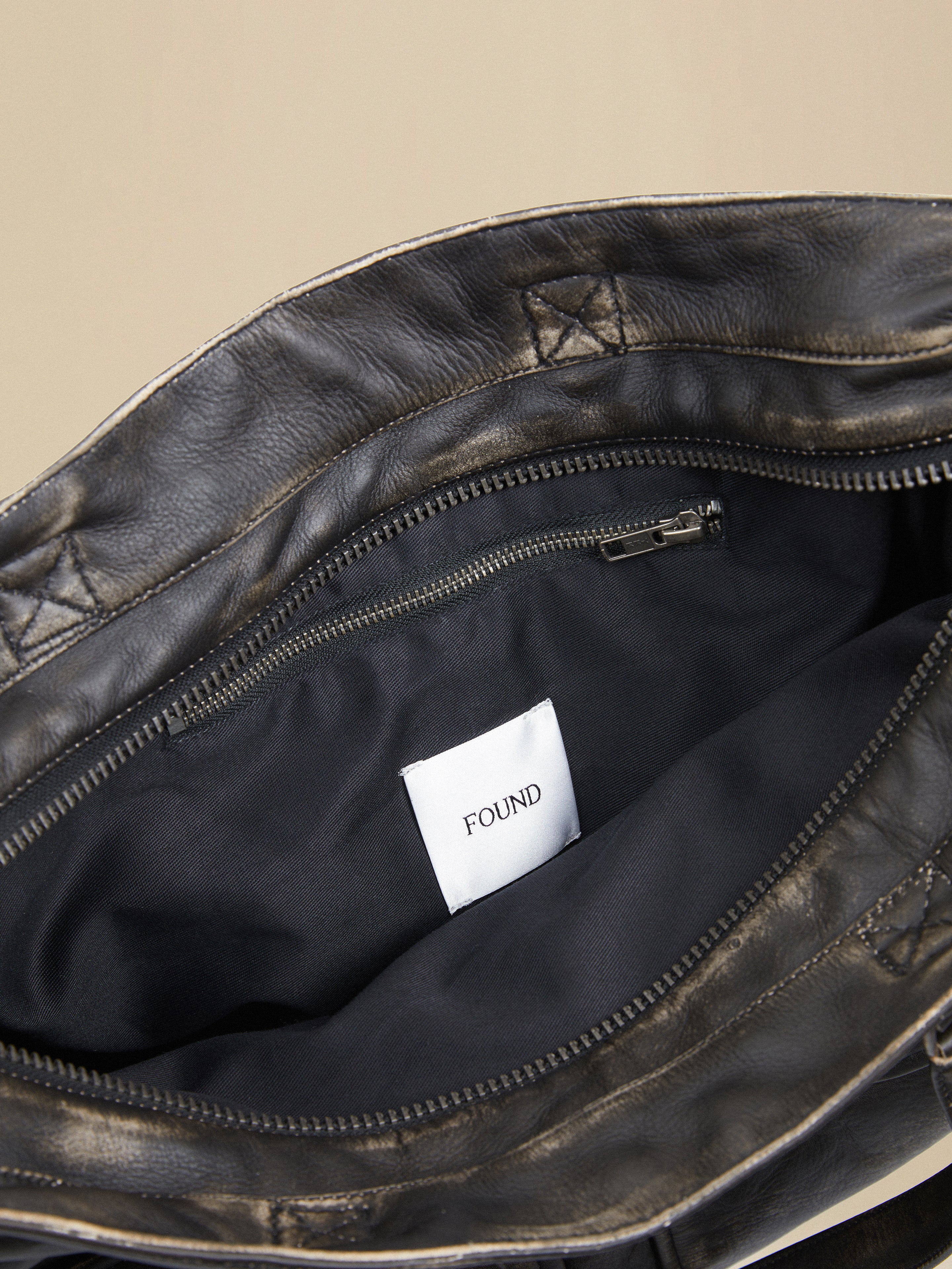 Hana Distressed Black Leather Bag | Modern Menswear by yycbvcnbmmnbm