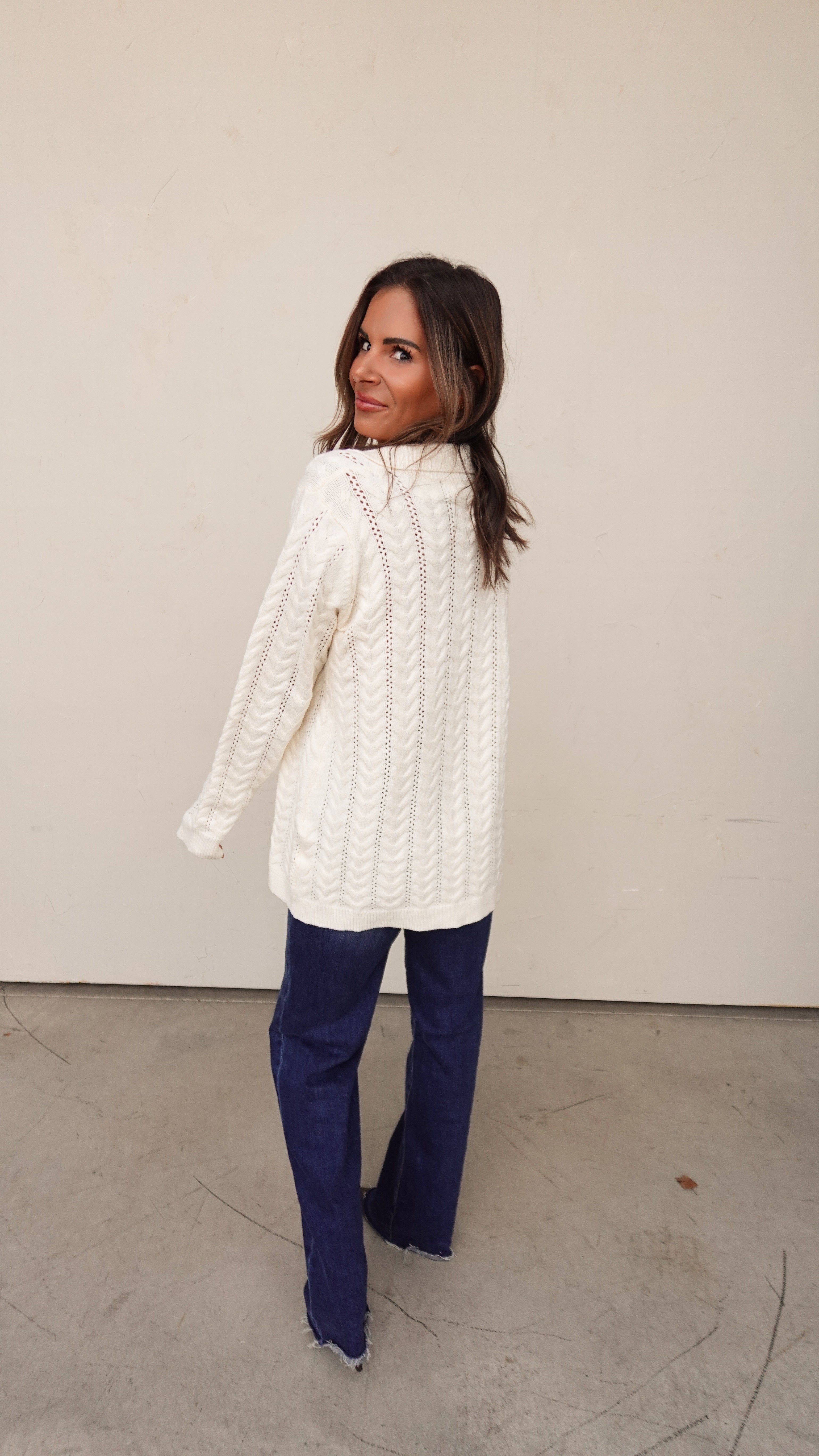 Cream Cableknit Lace Up Sweater | Elegant Women's Fashion by coolavocek