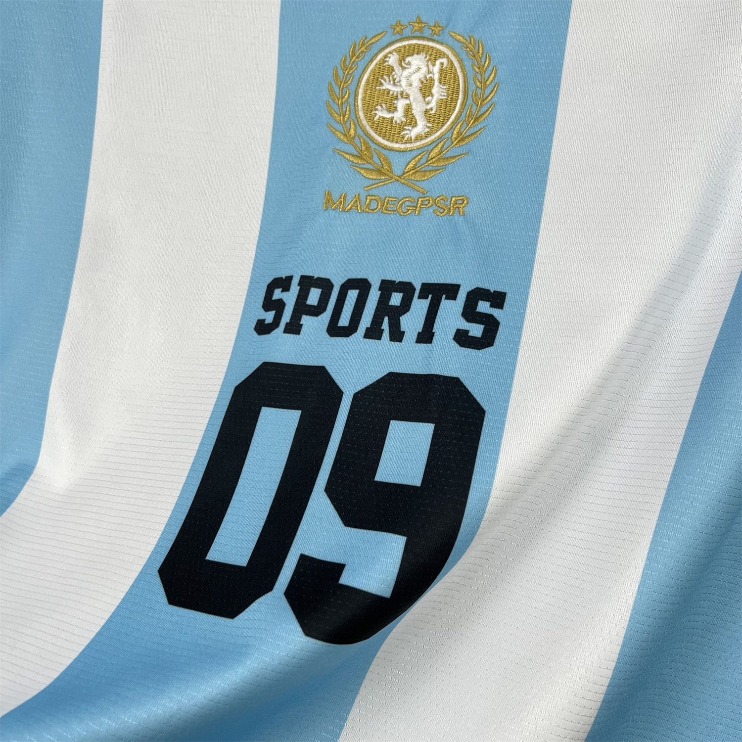 AlphaJersey-Unisex Light Blue Striped 2026 World Cup Style V-Neck Soccer Jersey - Fans Version