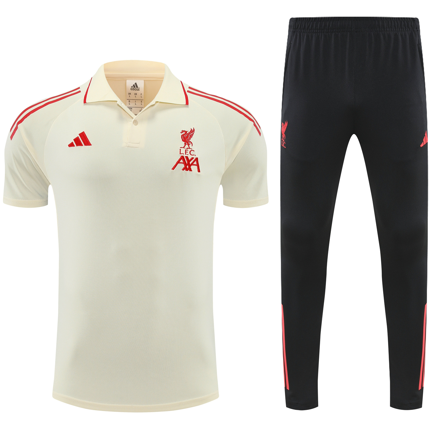 AlphaJersey-Liver.pool 25-26 POLO Short-Sleeve Training Set - White Top and Black Pants