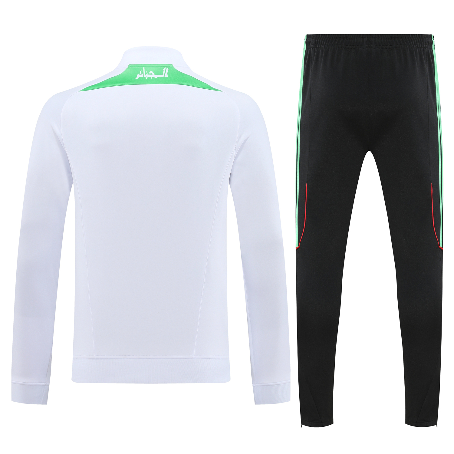 AlphaJersey-Algeria 2026 Long Sleeve Training Set - White Top and Black Pants