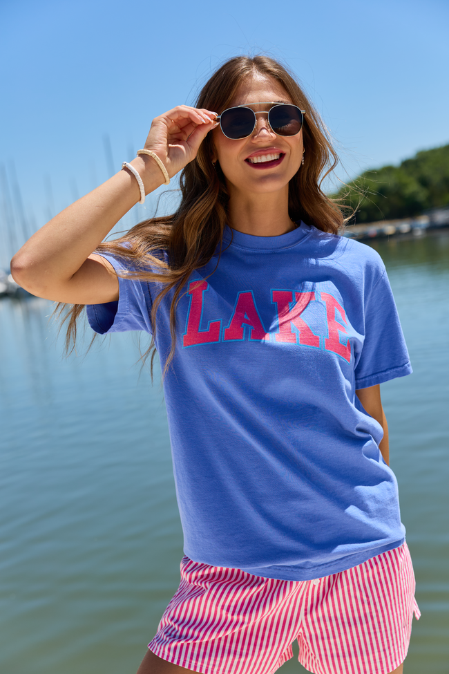 Lake Block Blue Graphic Tee | Elegant Women's Fashion by coolavocek