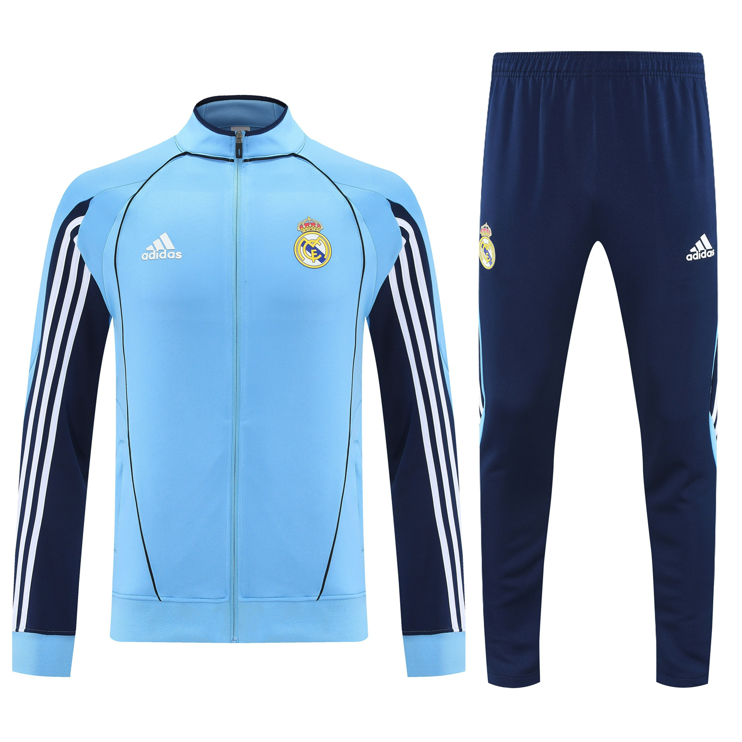 AlphaJersey-Real Madrid 25-26 Jacket Training Tracksuit - Light Blue Jackets & Deep Blue Pants