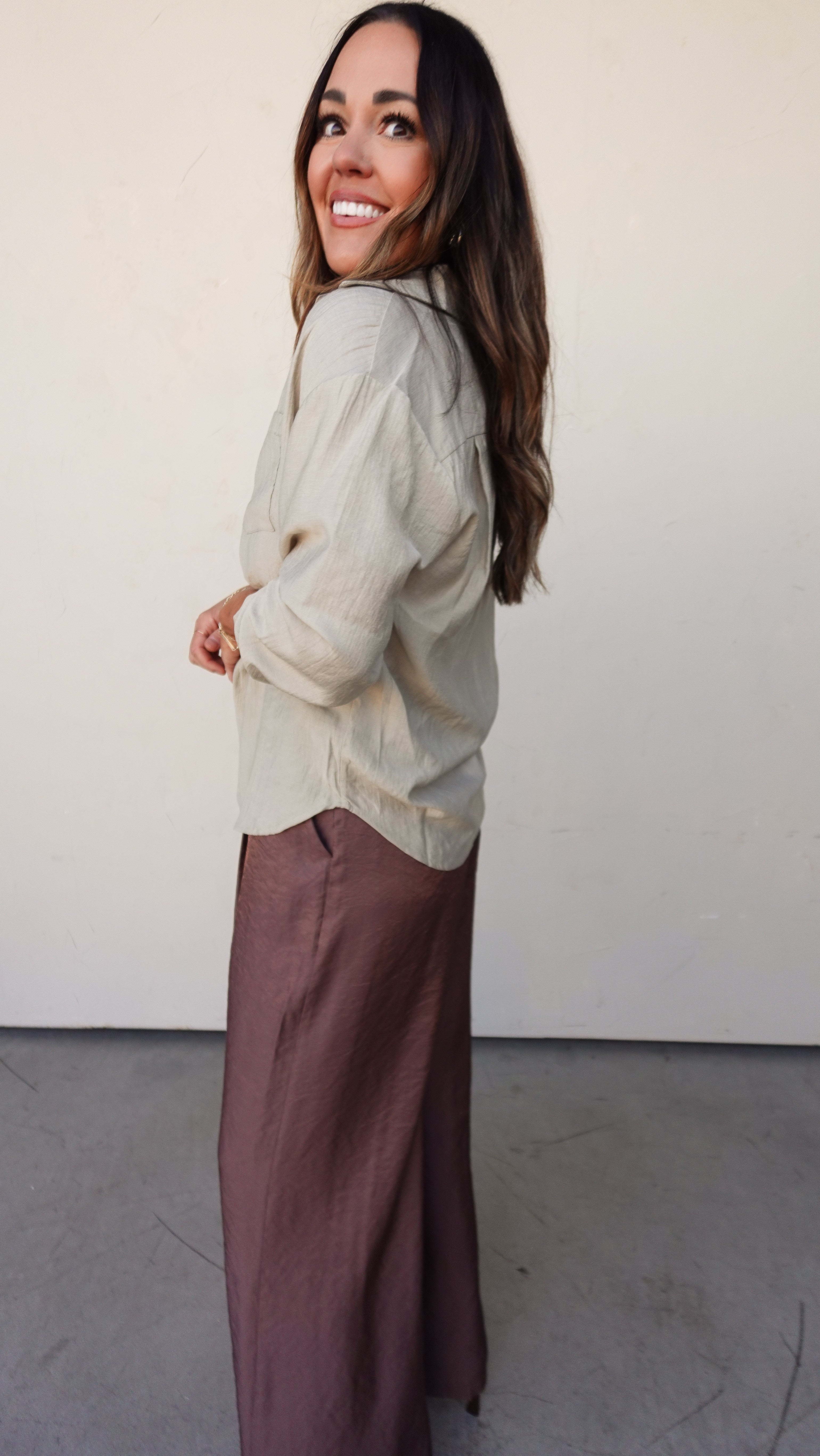Sage Woven Button-Down Shirt | Elegant Women's Fashion by coolavocek