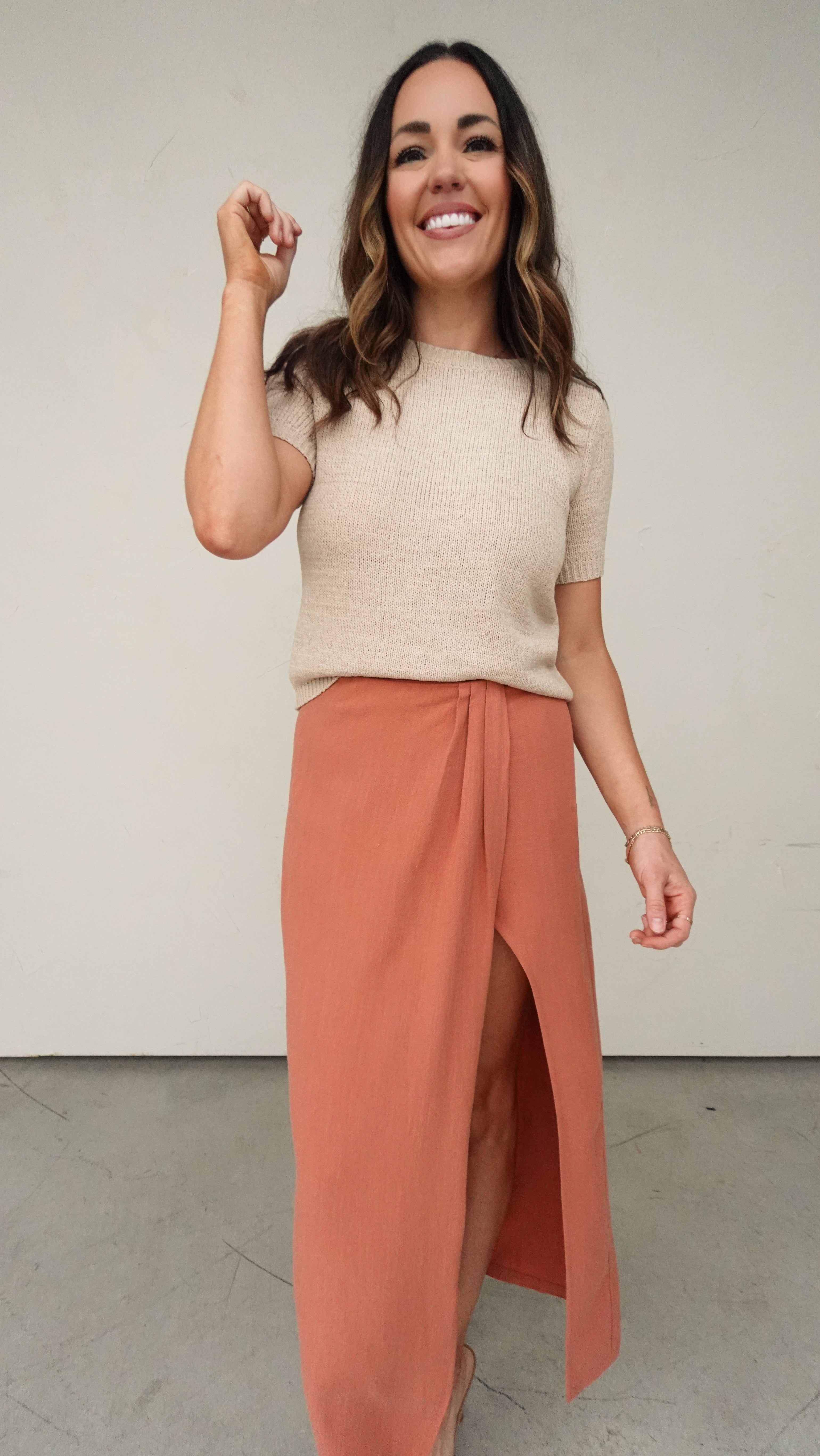 Rust Linen Wrap Skirt | Elegant Women's Fashion by coolavocek