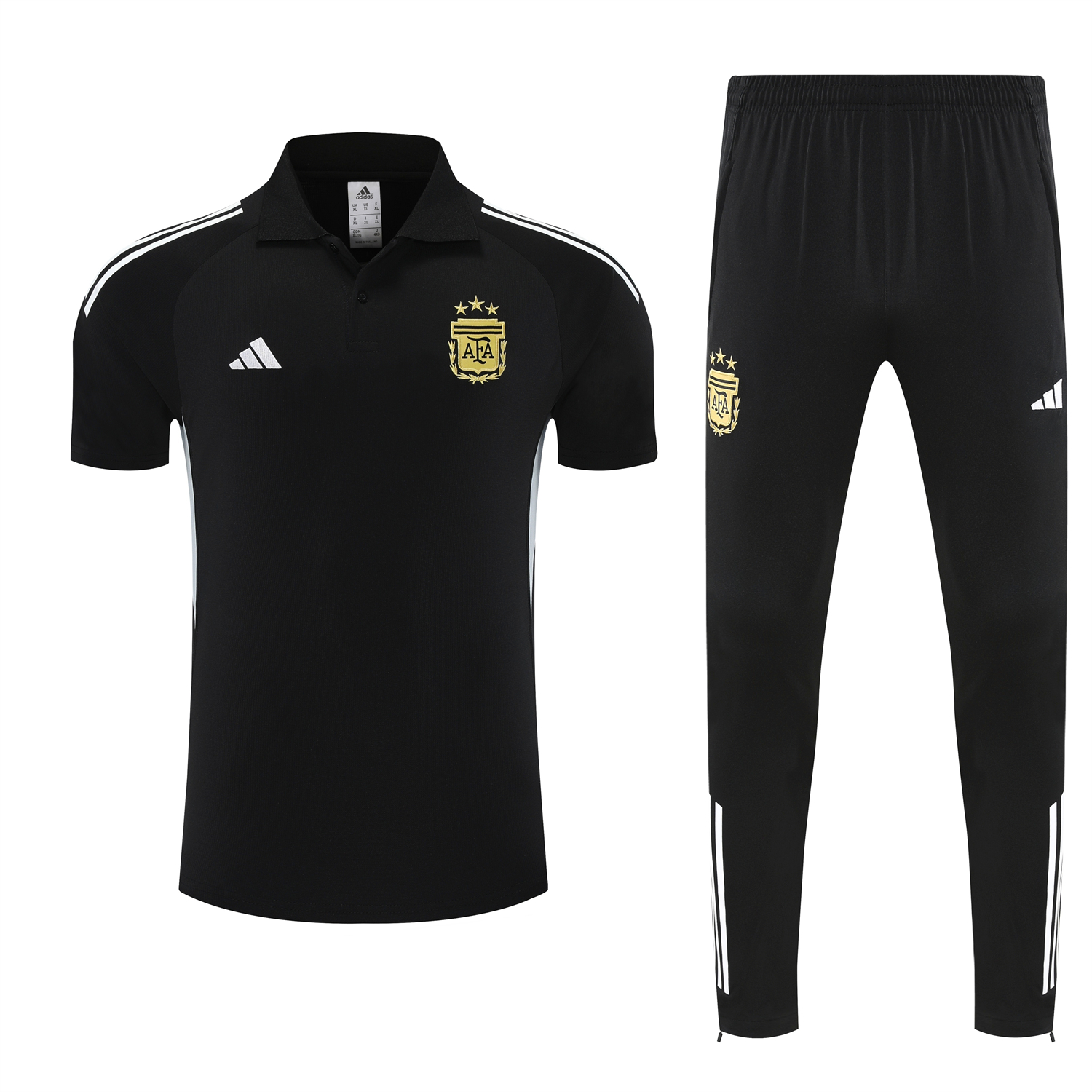 AlphaJersey-Argentina 2026 POLO Short-Sleeve Training Set - Black Top & Black Shorts