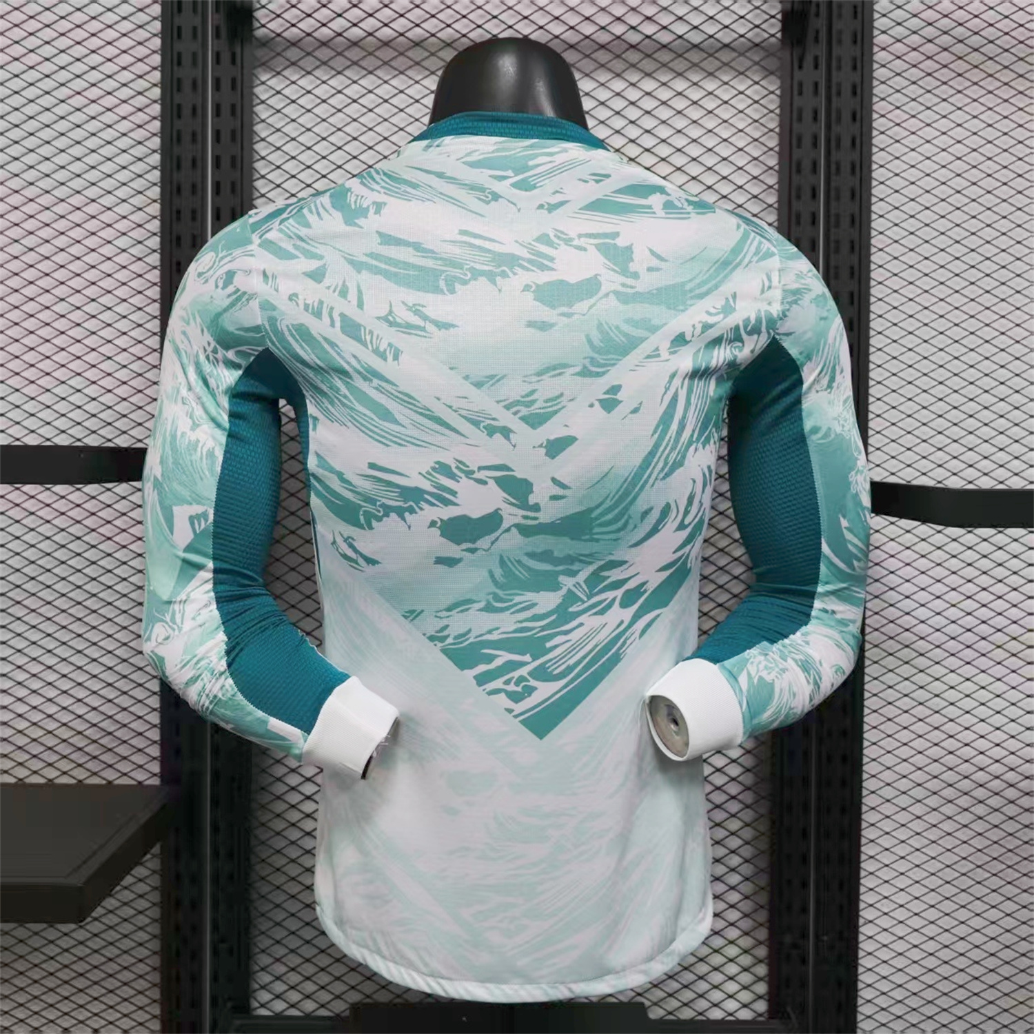 AlphaJersey-Portugal 2026 Away White And Cyan Long Sleeves Jersey - Player Version